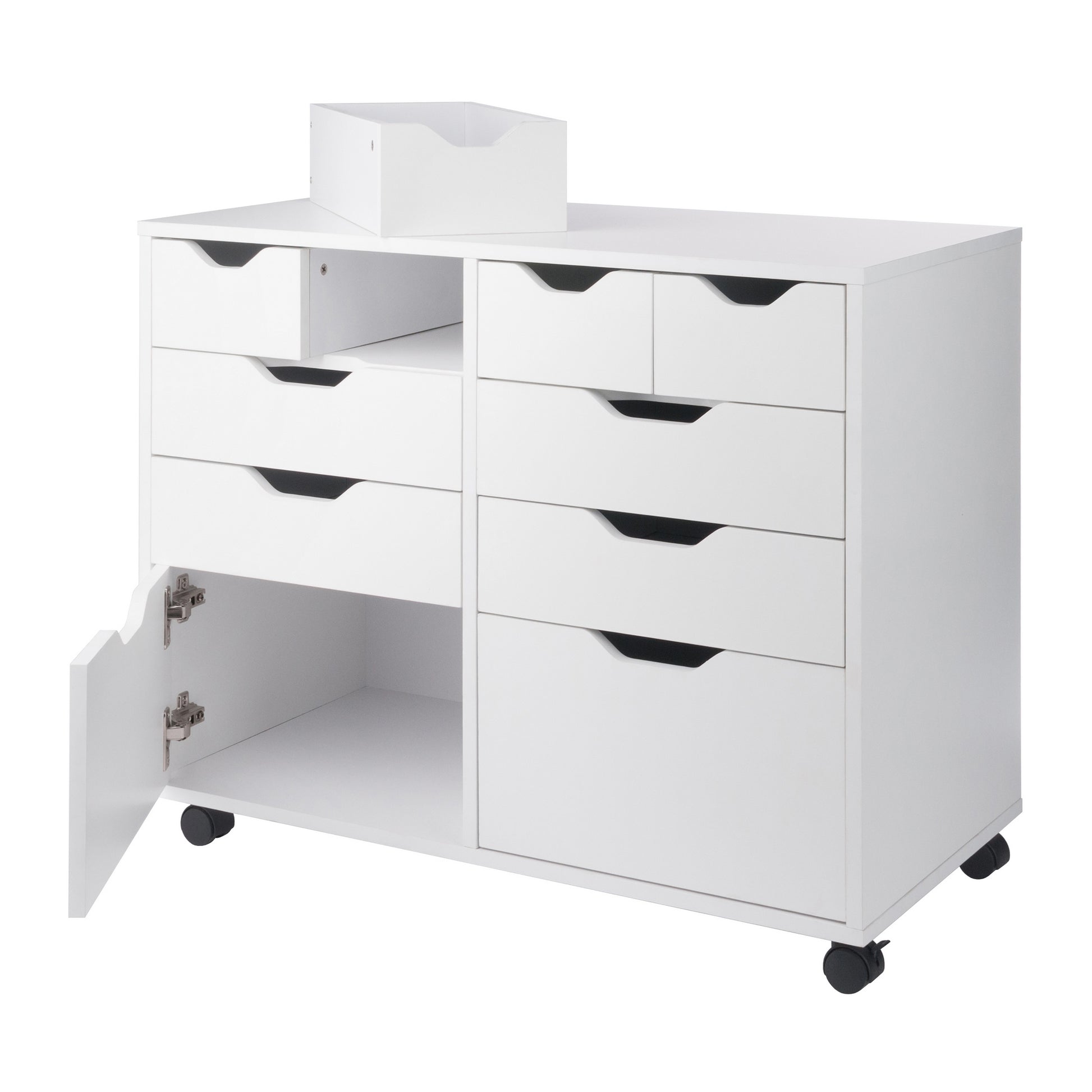Halifax Bins & Drawers Multi-Storage Wide Mobile Cabinet, White