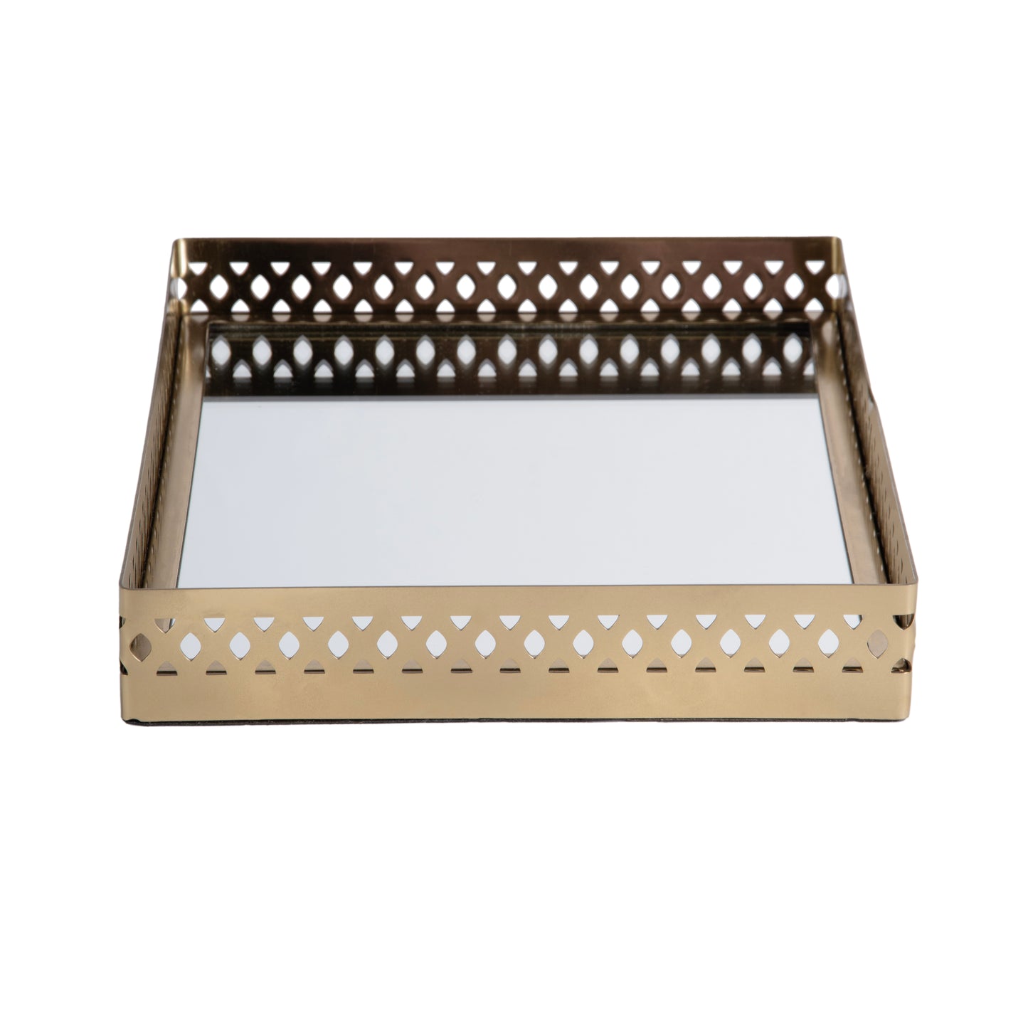 Butler Specialty Company Lamont 13 in. W Rectangle Metal and Mirrored Glass Serving Tray, Gold