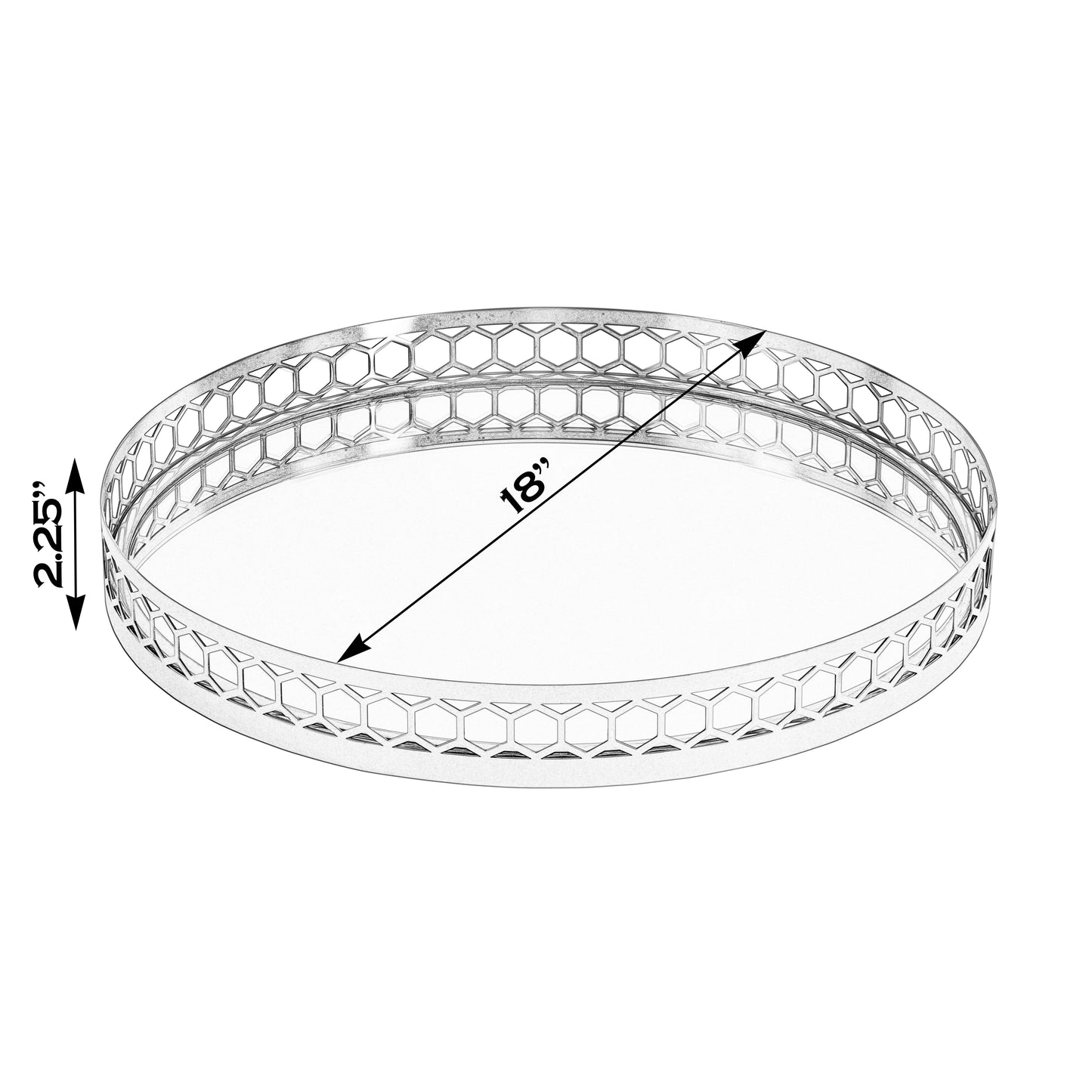Butler Specialty Company Geneva 18 in. W Round Metal and Mirrored Glass Serving Tray, Gold