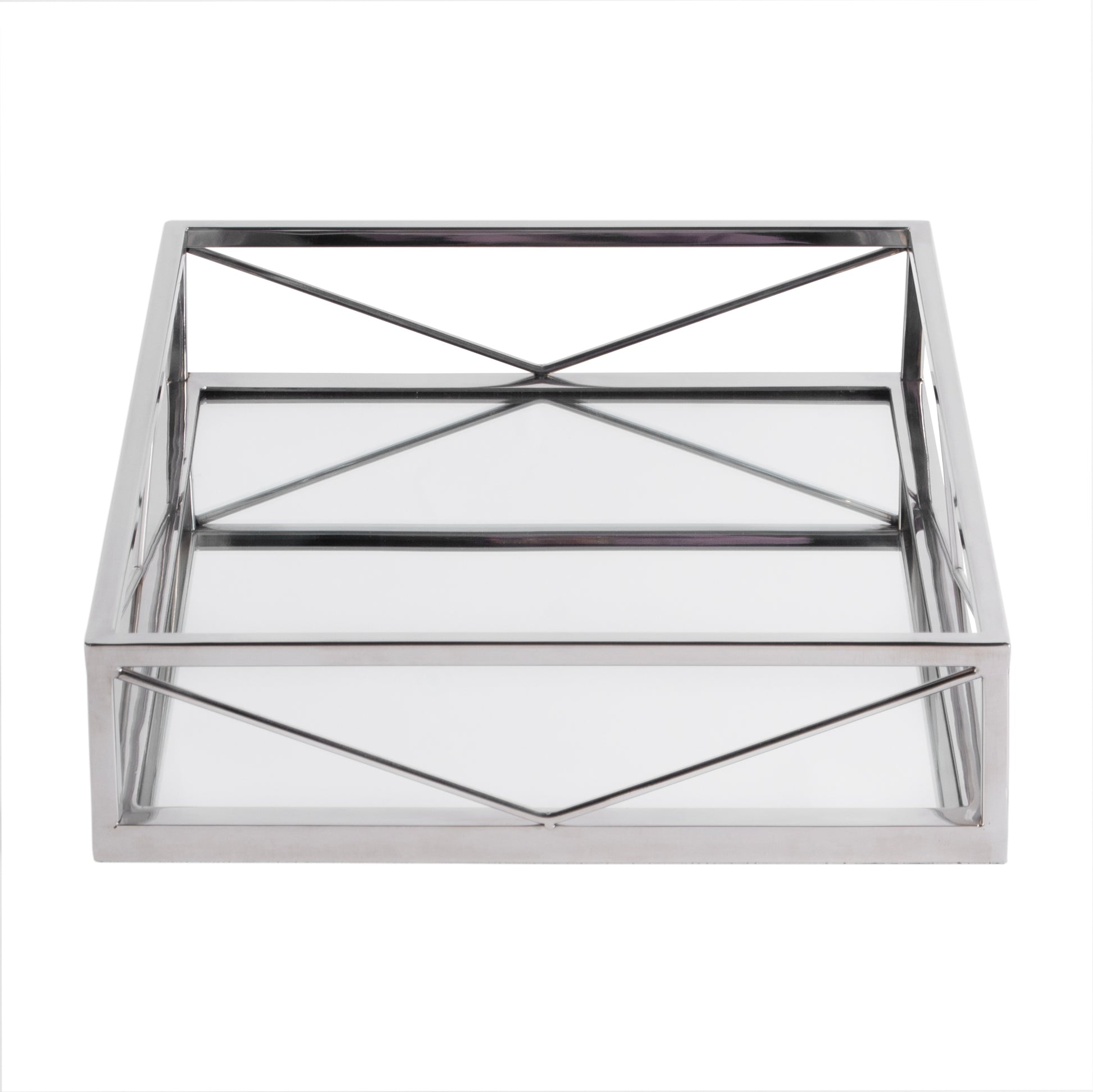Butler Specialty Company Cosgrove 21 in. W Rectangle Metal and Mirrored Glass Serving Tray, Silver