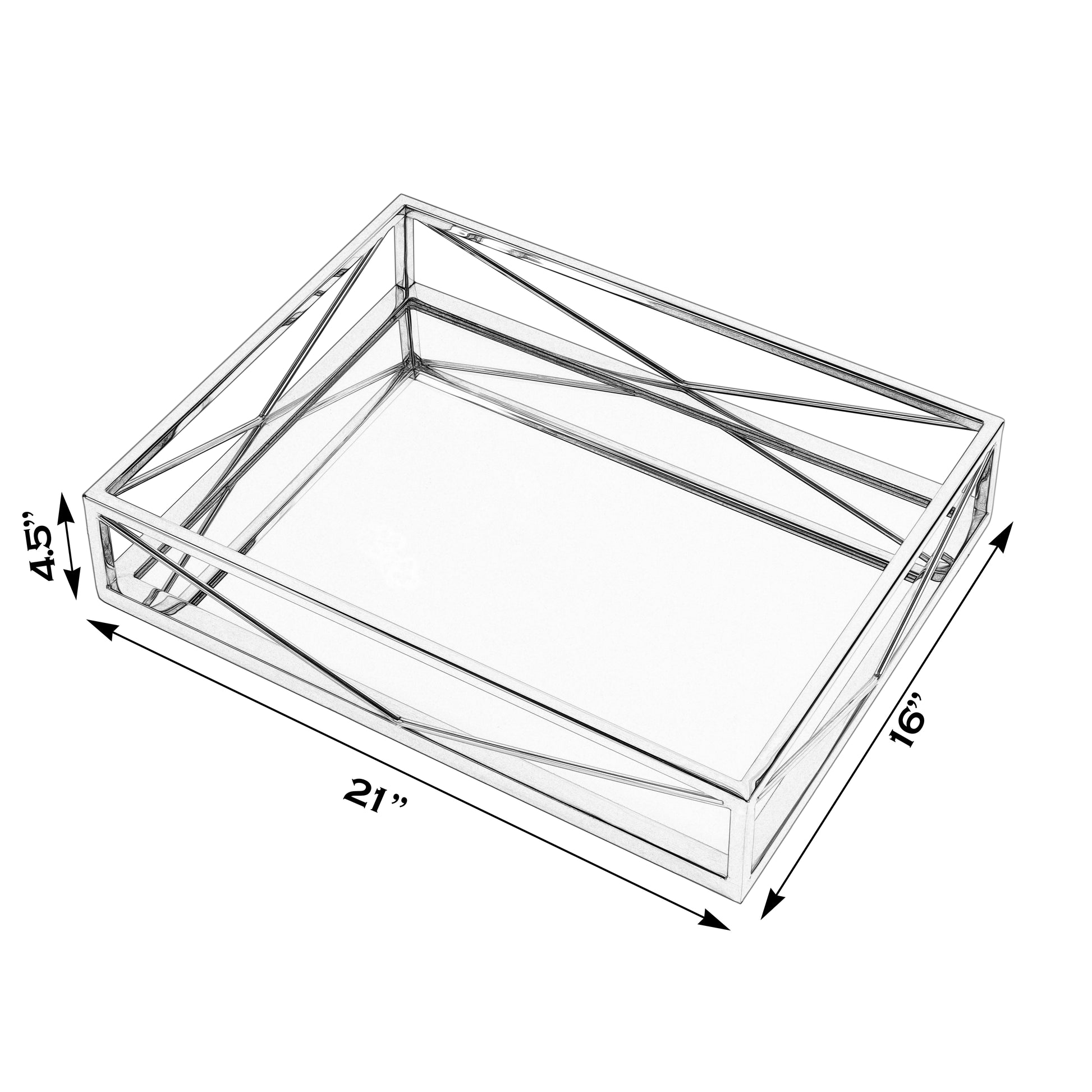 Butler Specialty Company Cosgrove 21 in. W Rectangle Metal and Mirrored Glass Serving Tray, Silver