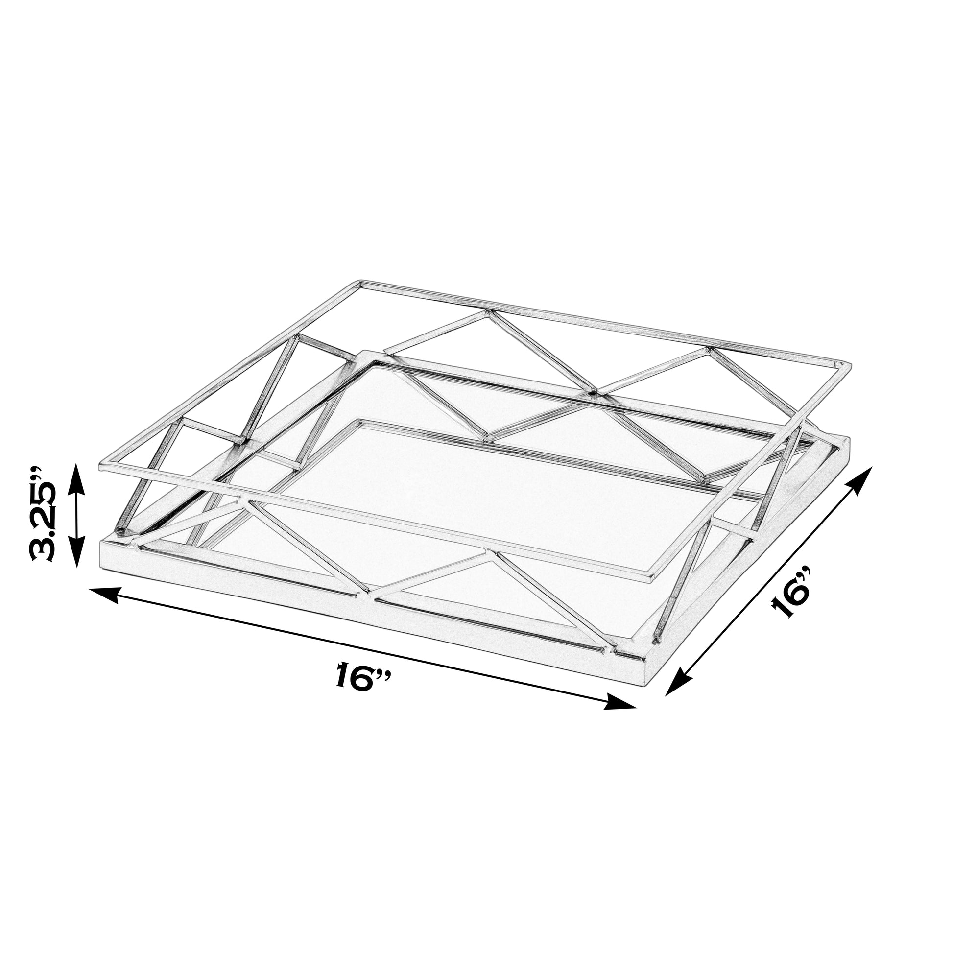 Butler Specialty Company Lydon 16 in. W Square Metal and Mirrored Glass Serving Tray, Gold