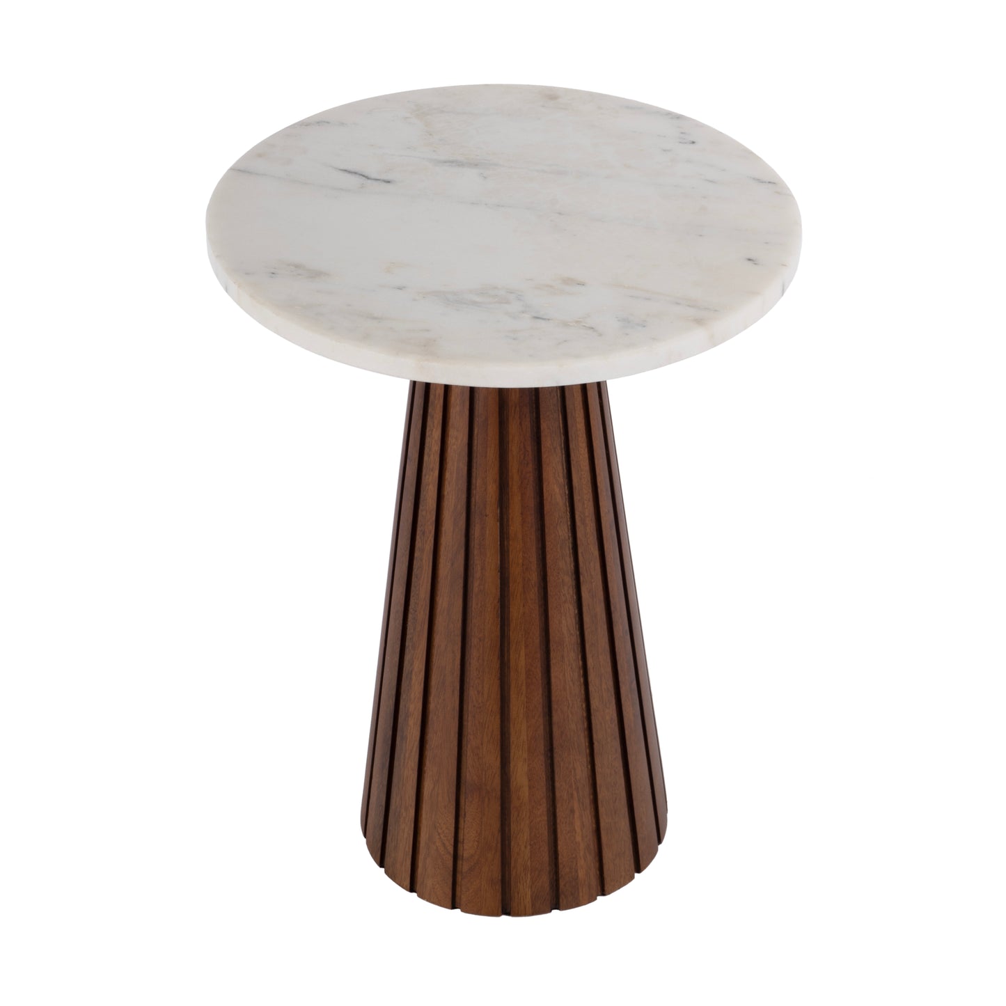 Butler Specialty Company Dara 14 in. W Round Marble and Wood Side Table, Brown