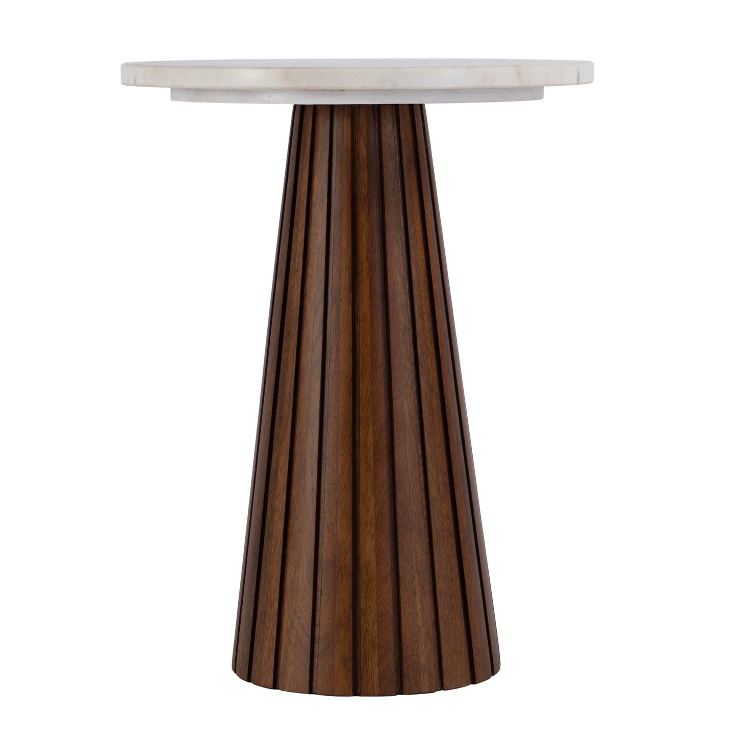 Butler Specialty Company Dara 14 in. W Round Marble and Wood Side Table, Brown