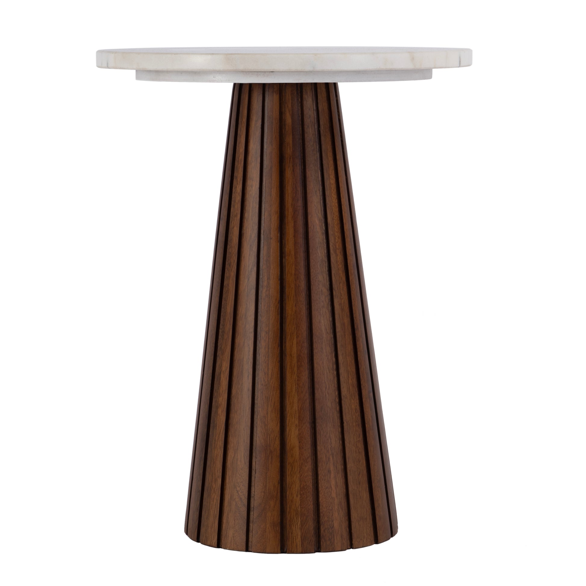 Butler Specialty Company Dara 14 in. W Round Marble and Wood Side Table, Brown