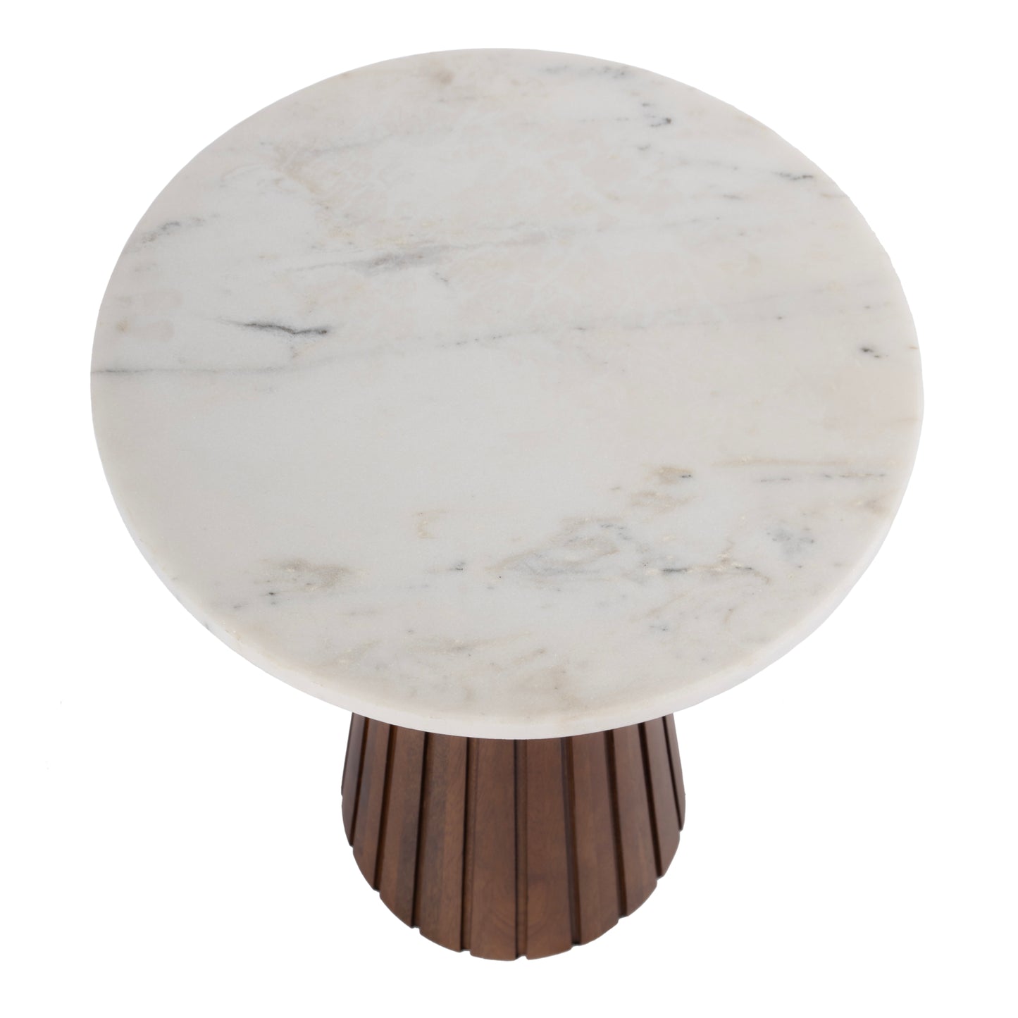 Butler Specialty Company Dara 14 in. W Round Marble and Wood Side Table, Brown