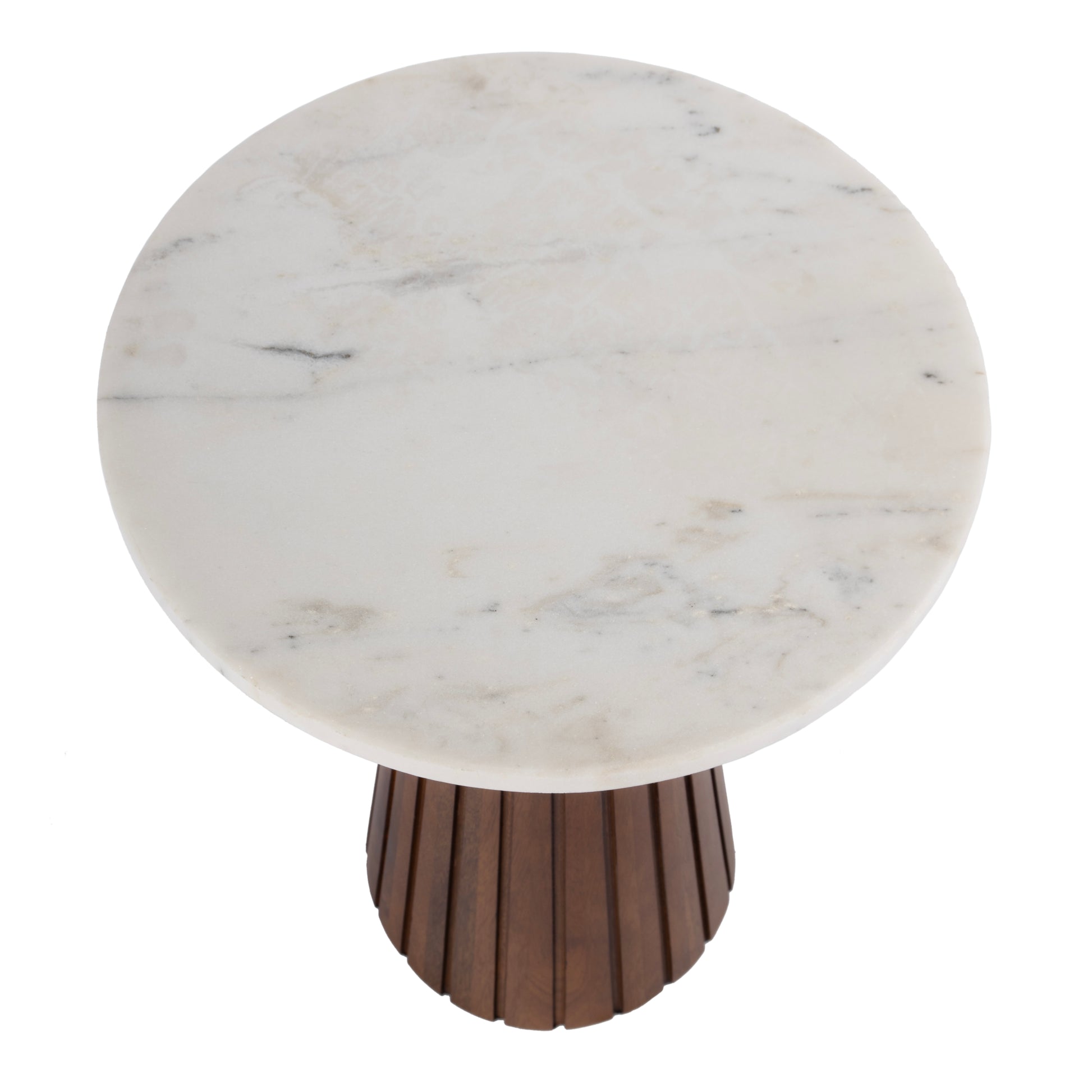 Butler Specialty Company Dara 14 in. W Round Marble and Wood Side Table, Brown