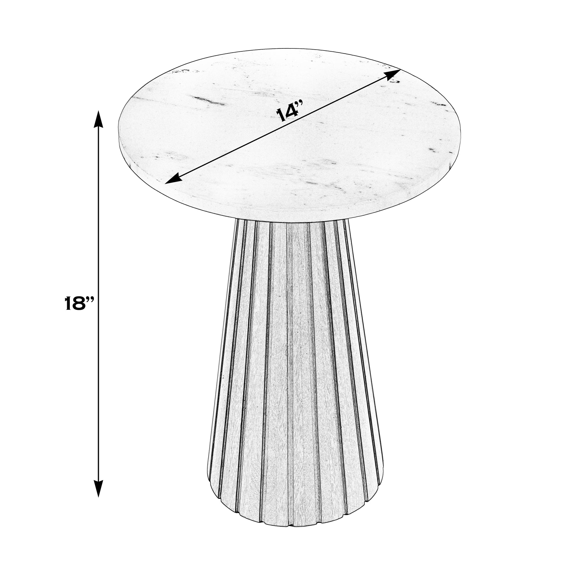 Butler Specialty Company Dara 14 in. W Round Marble and Wood Side Table, Brown