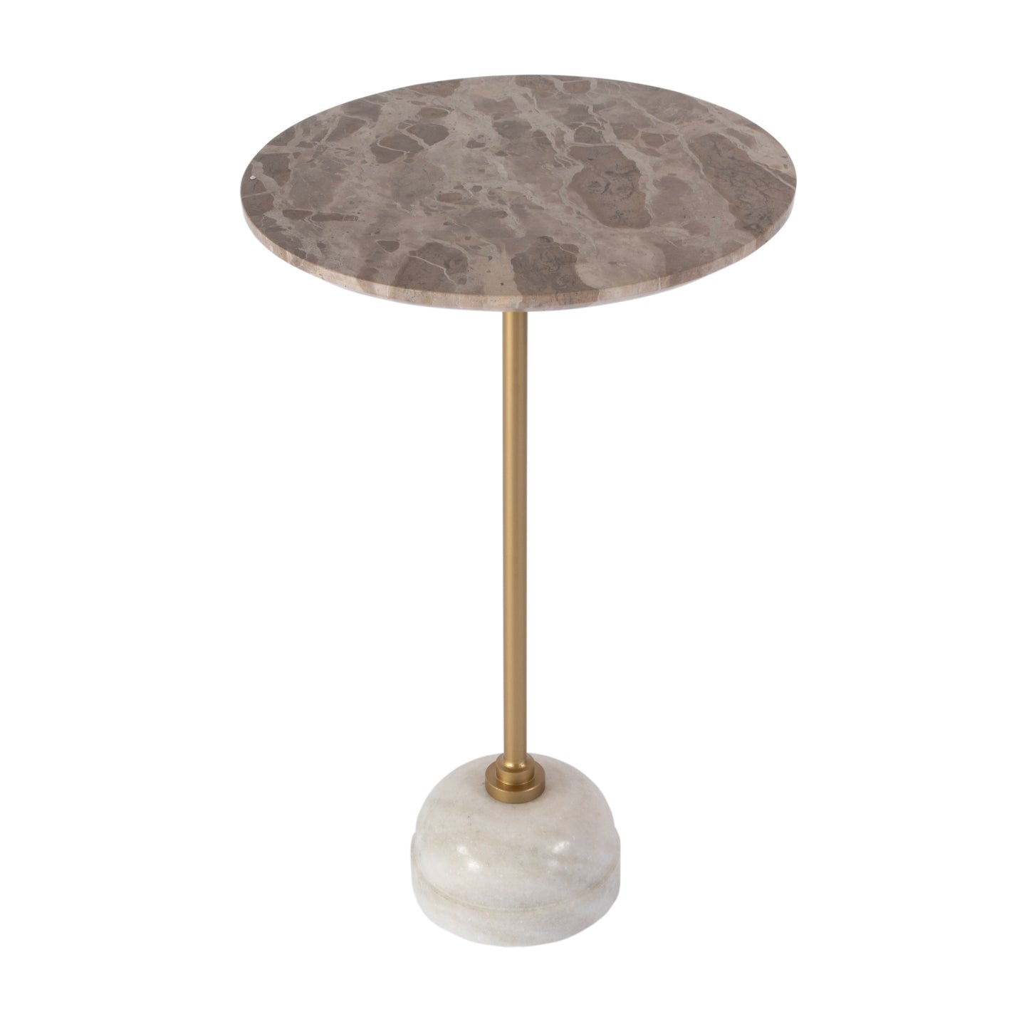 Butler Specialty Company Zion 16 in. W Round Marble and Iron Side Table, Beige, Gold, White