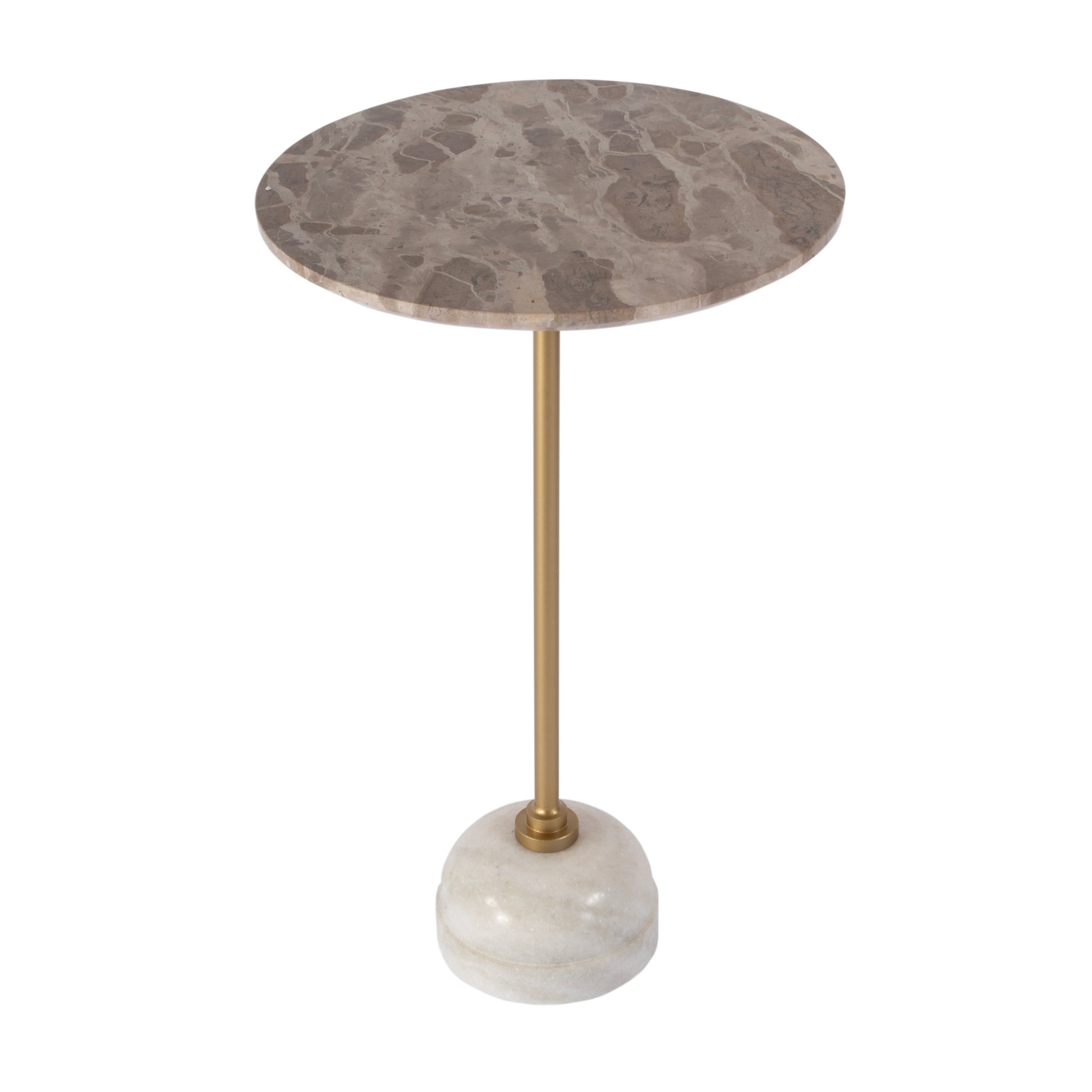 Butler Specialty Company Zion 16 in. W Round Marble and Iron Side Table, Beige, Gold, White