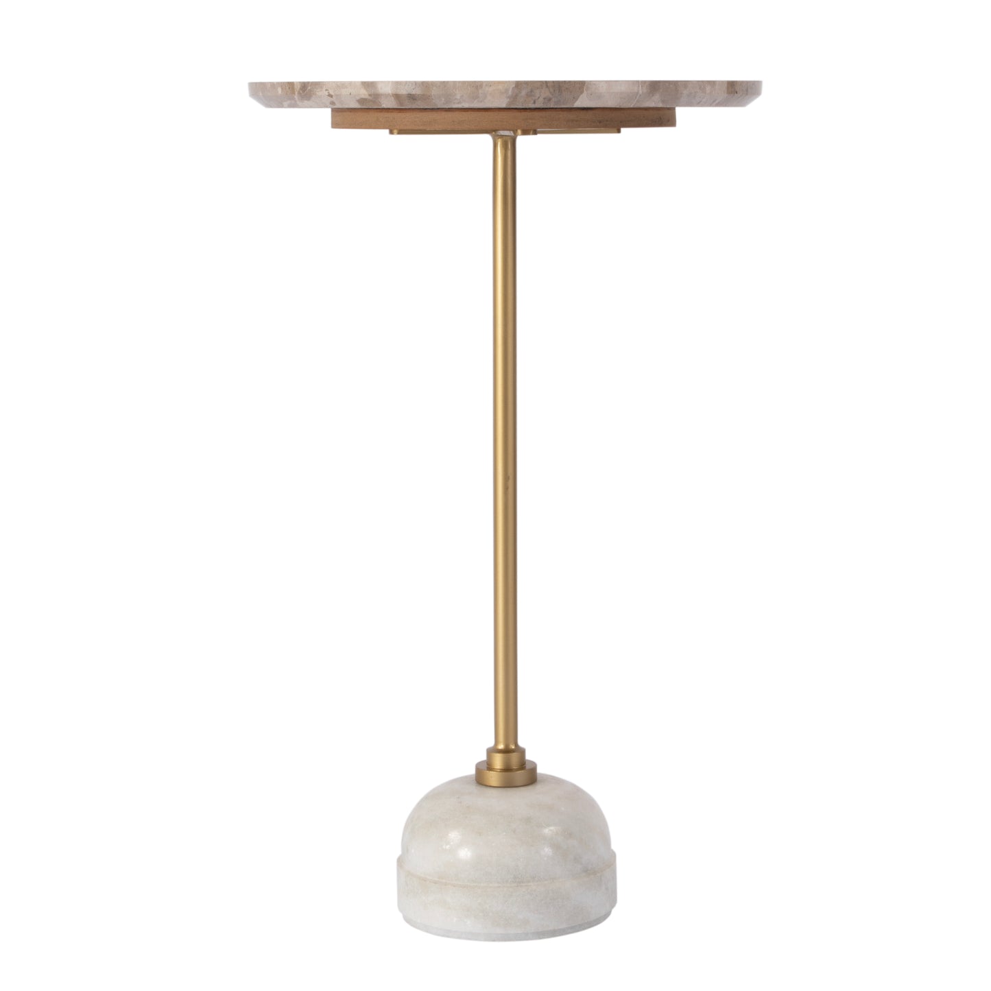 Butler Specialty Company Zion 16 in. W Round Marble and Iron Side Table, Beige, Gold, White
