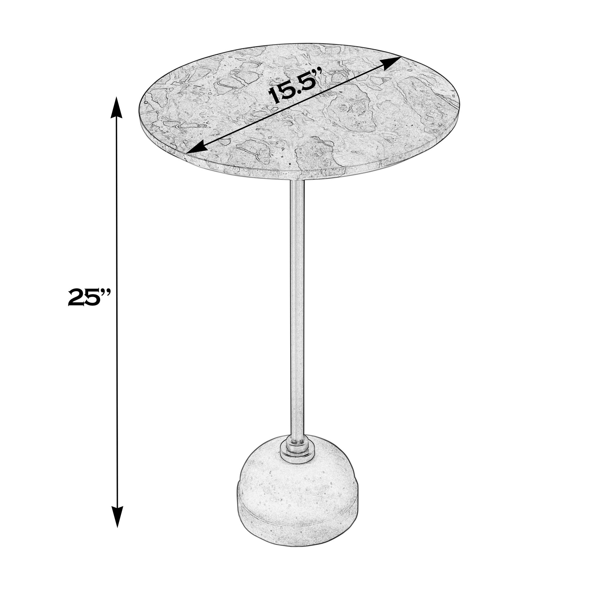 Butler Specialty Company Zion 16 in. W Round Marble and Iron Side Table, Beige, Gold, White