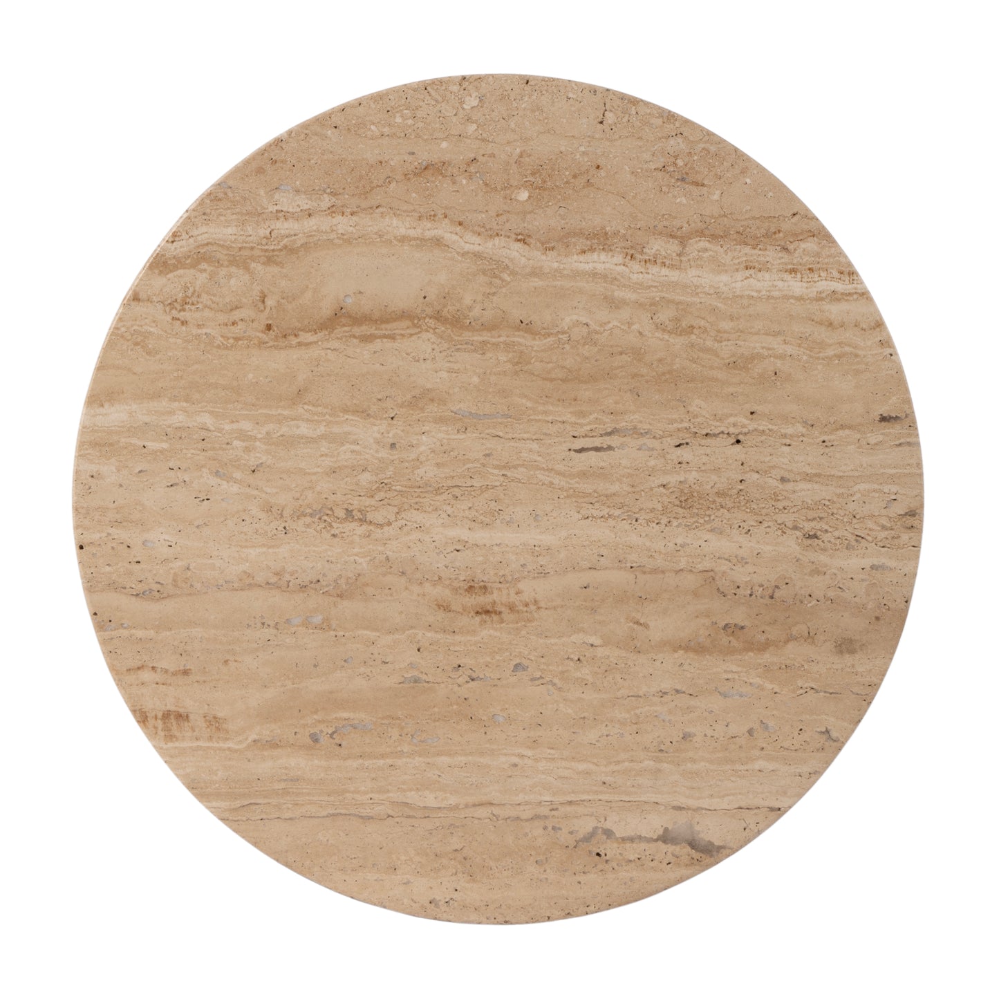 Butler Specialty Company Ruby 15 in. W Round Fluted Travertine and Wood Side Table, Brown