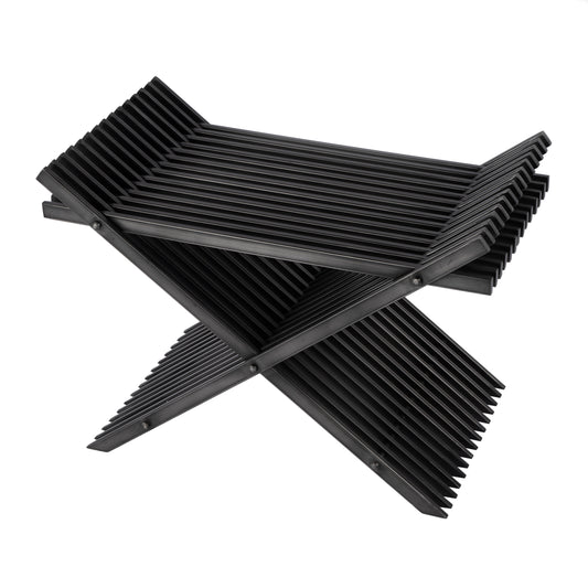 Butler Specialty Company Lucan 15.5 in. Seat Height  Iron X-Base Slatted Stool, Black