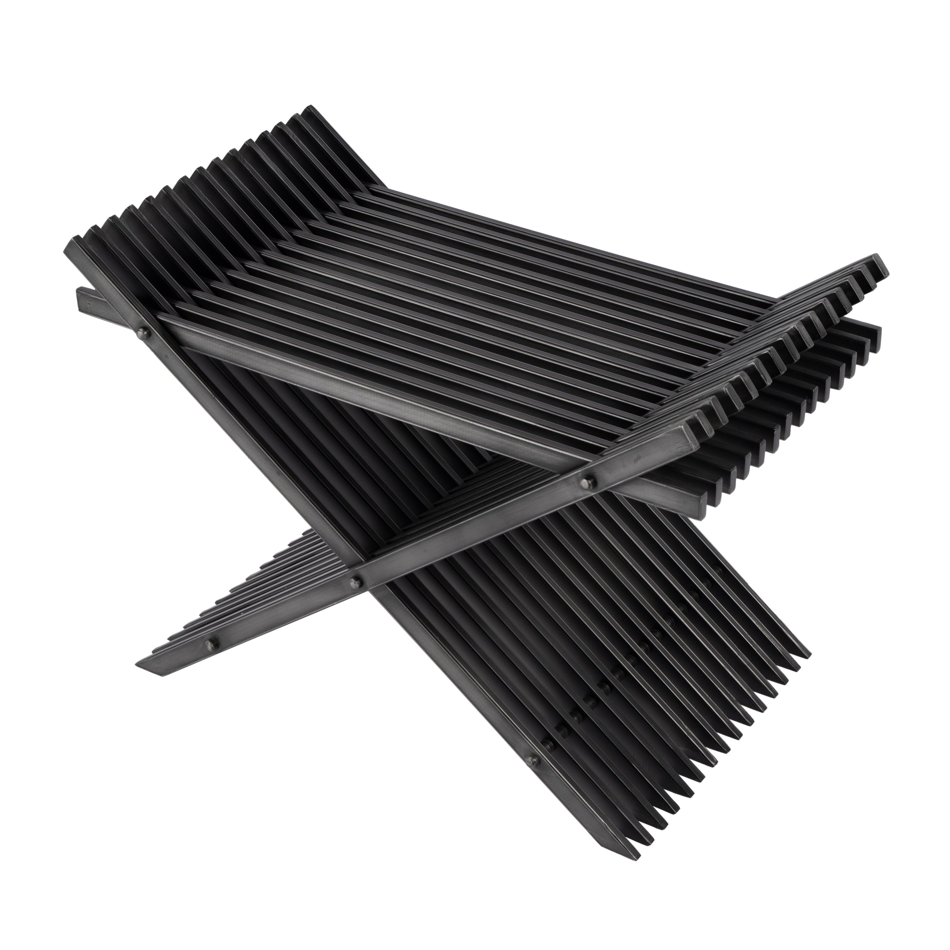 Butler Specialty Company Lucan 15.5 in. Seat Height  Iron X-Base Slatted Stool, Black