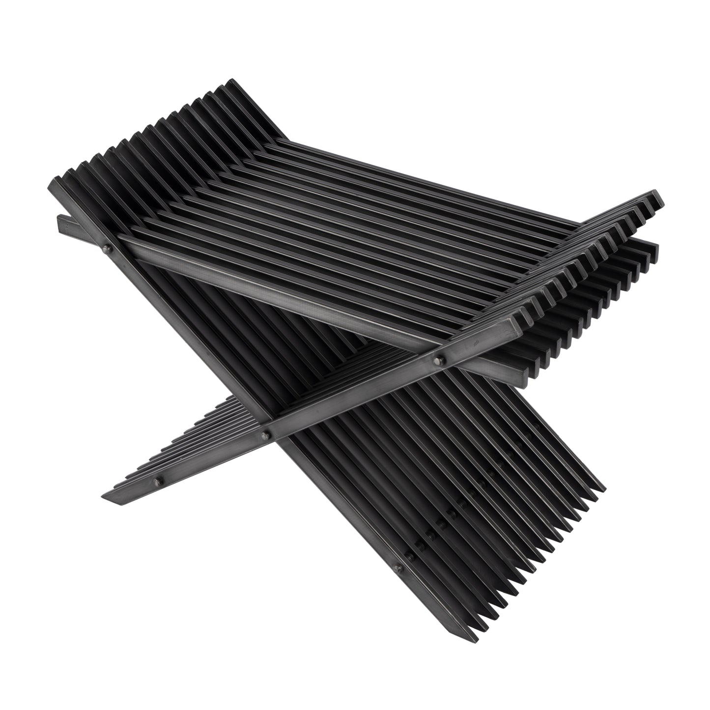 Butler Specialty Company Lucan 15.5 in. Seat Height  Iron X-Base Slatted Stool, Black