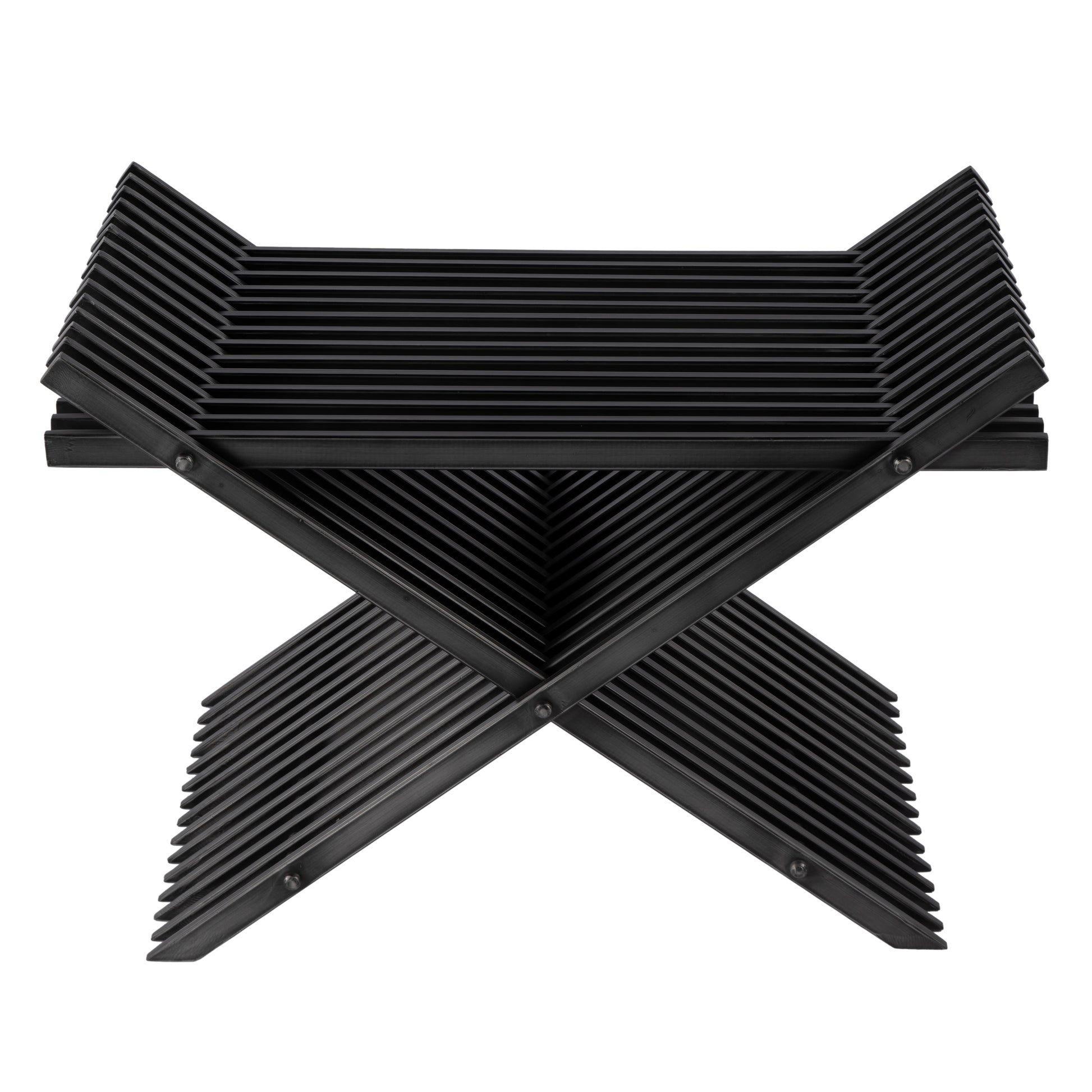 Butler Specialty Company Lucan 15.5 in. Seat Height  Iron X-Base Slatted Stool, Black