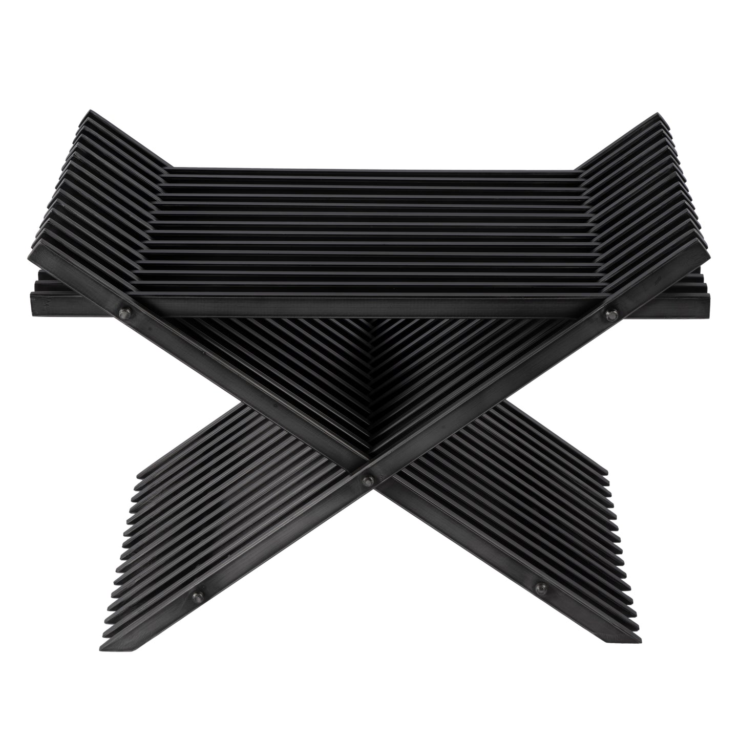 Butler Specialty Company Lucan 15.5 in. Seat Height  Iron X-Base Slatted Stool, Black