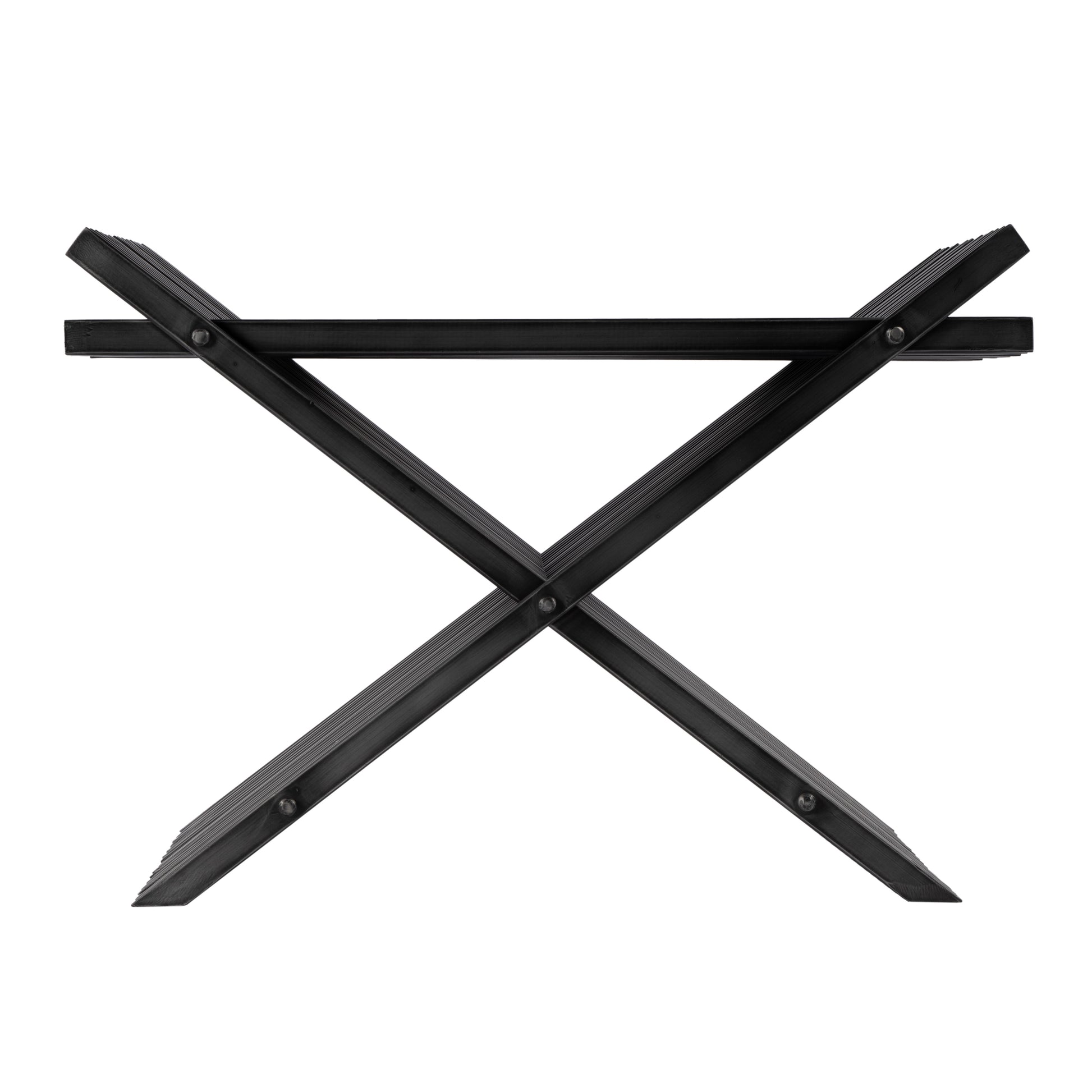 Butler Specialty Company Lucan 15.5 in. Seat Height  Iron X-Base Slatted Stool, Black