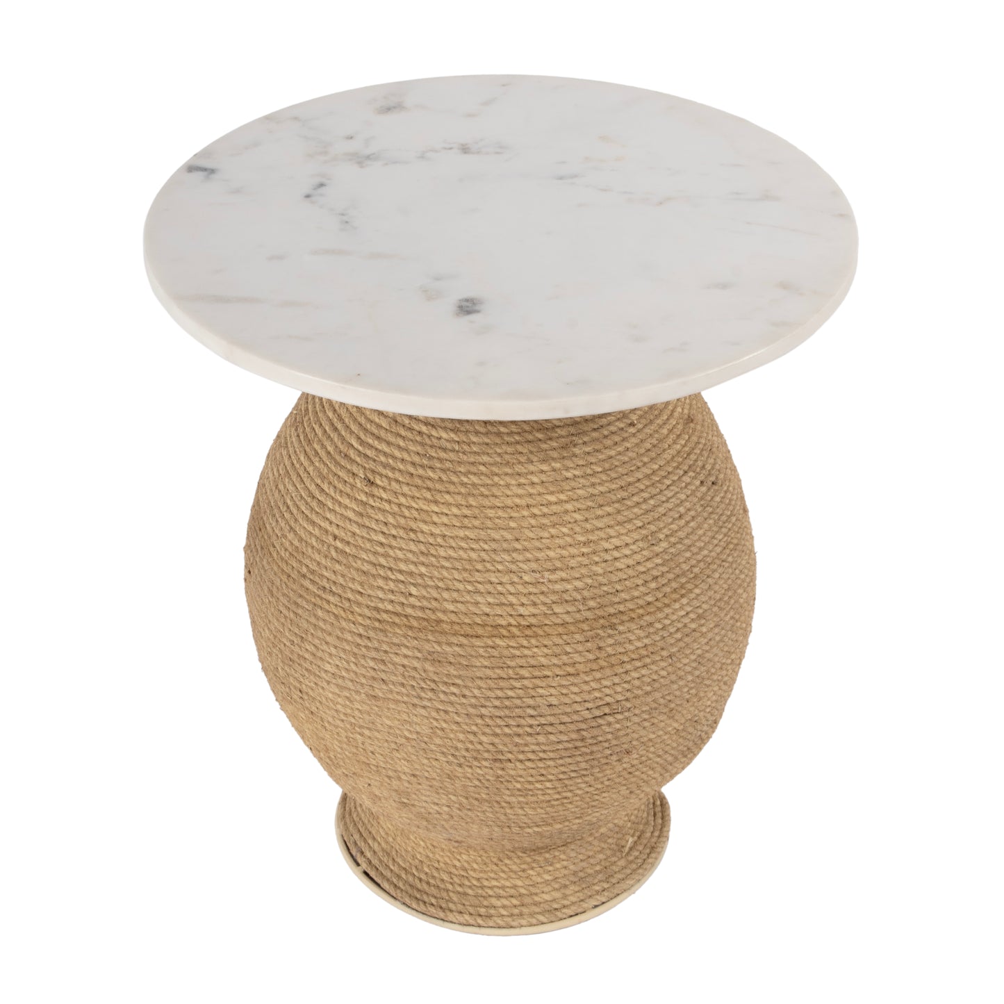 Butler Specialty Company Shea 19 in. W Round Marble and Rope End Table, Natural