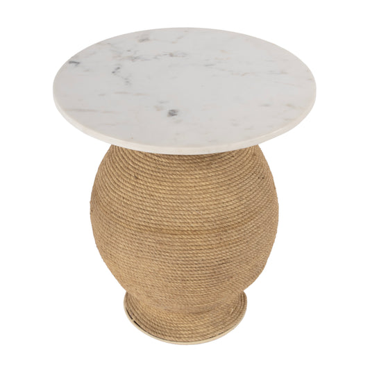 Butler Specialty Company Shea 19 in. W Round Marble and Rope End Table, Natural