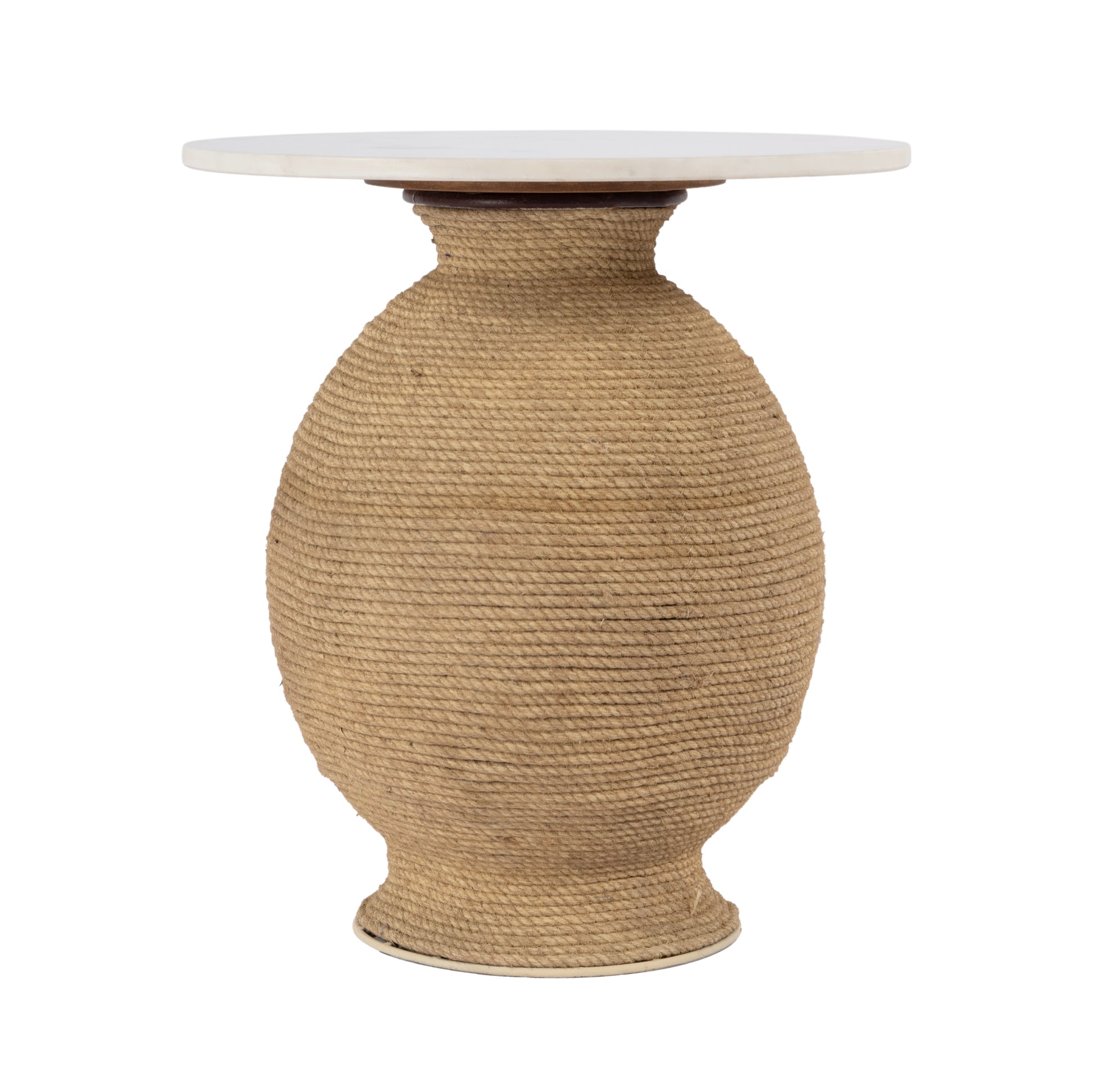 Butler Specialty Company Shea 19 in. W Round Marble and Rope End Table, Natural