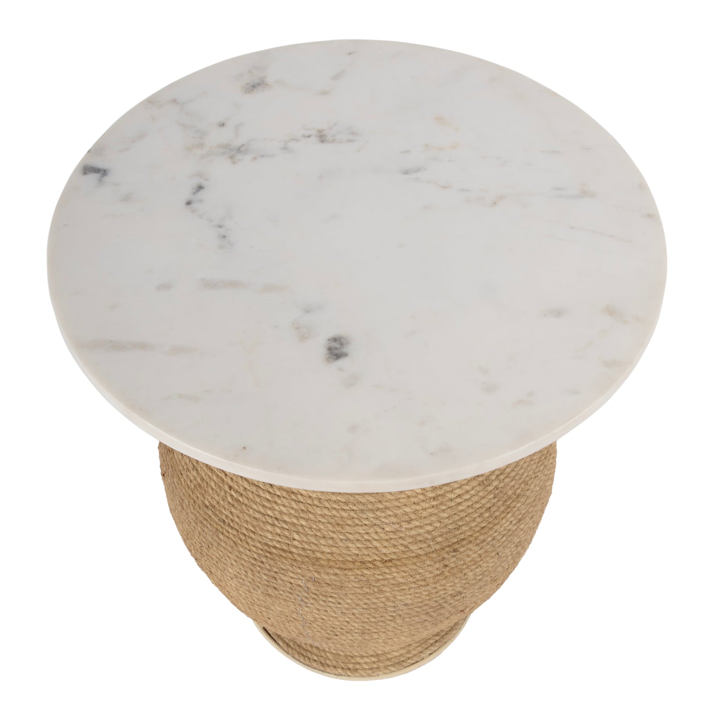 Butler Specialty Company Shea 19 in. W Round Marble and Rope End Table, Natural