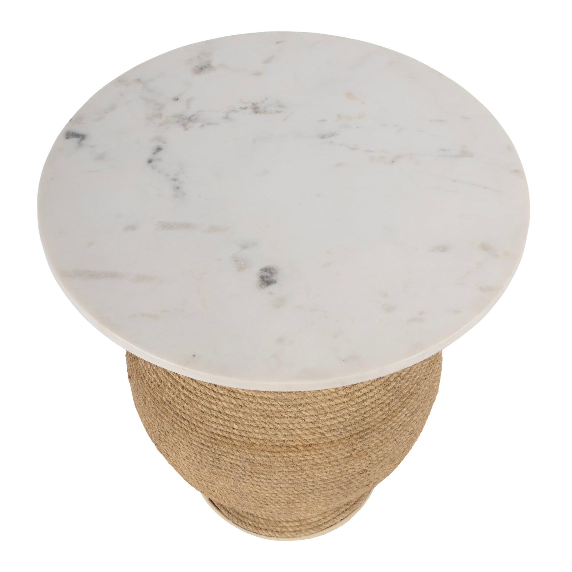 Butler Specialty Company Shea 19 in. W Round Marble and Rope End Table, Natural
