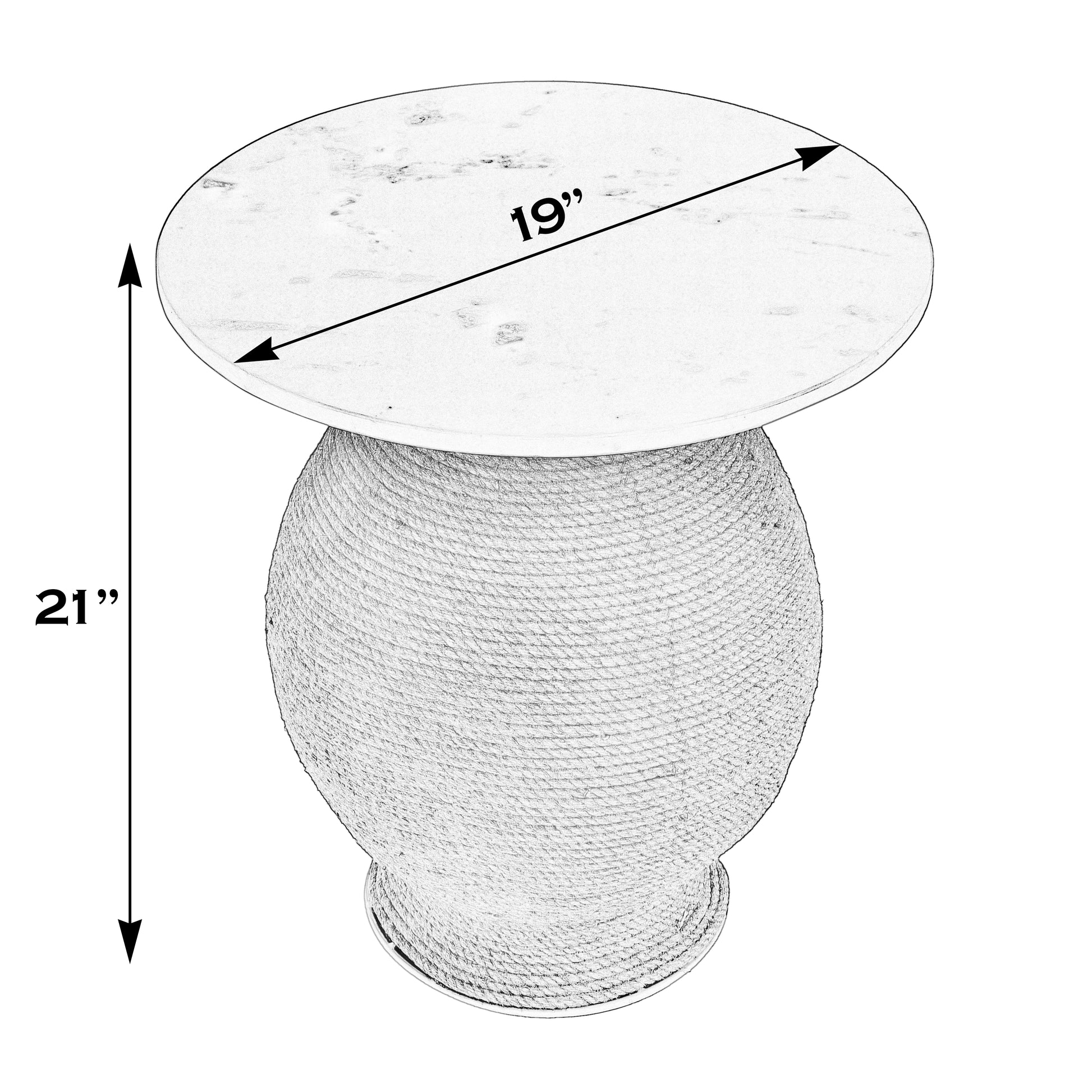 Butler Specialty Company Shea 19 in. W Round Marble and Rope End Table, Natural