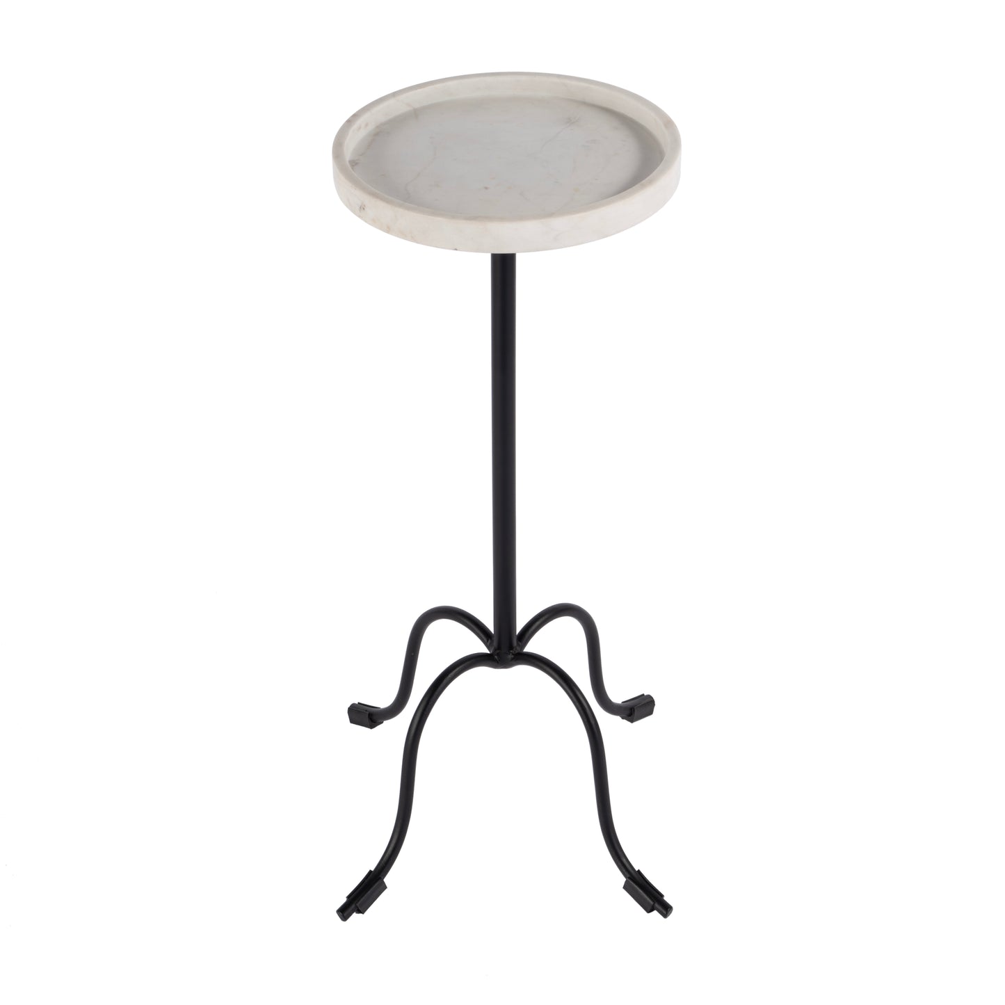 Butler Specialty Company Berlin 10 in. W Round Marble and Iron Side Table, White and Black