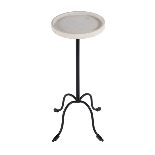 Butler Specialty Company Berlin 10 in. W Round Marble and Iron Side Table, White and Black