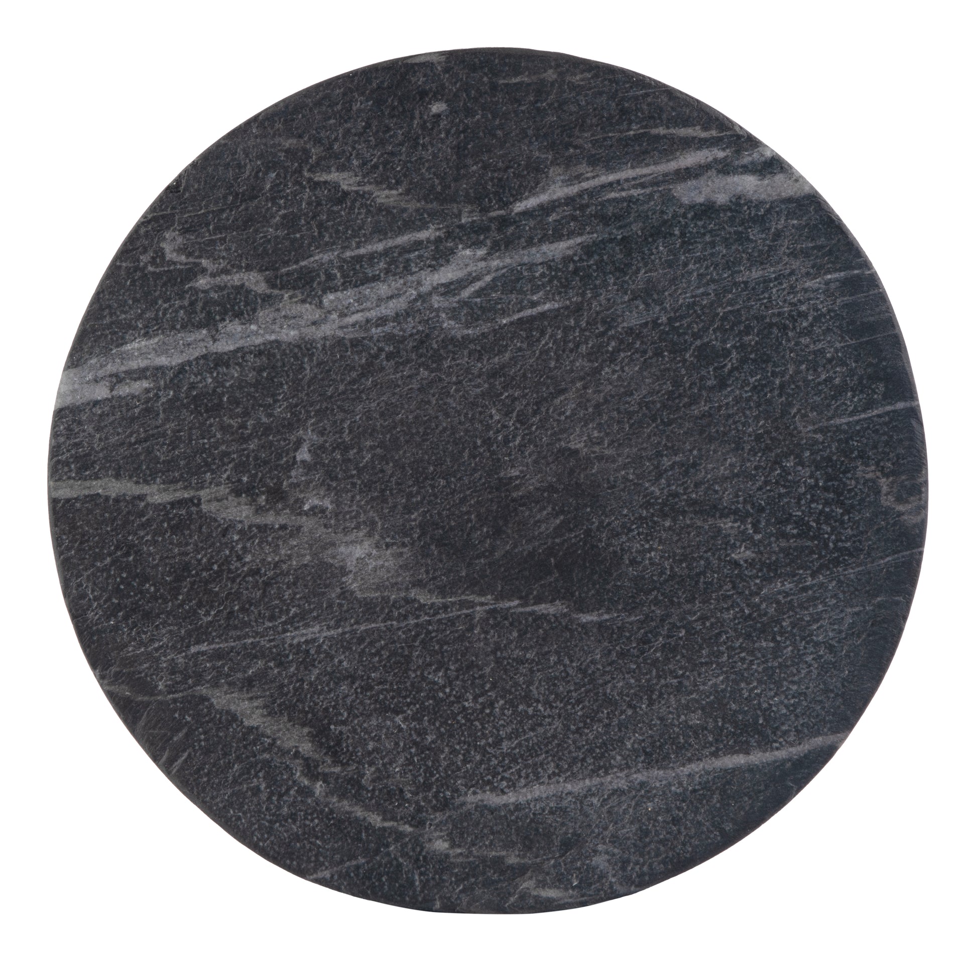 Butler Specialty Company Sylvester 15 in. W Round Marble and Wood Side Table, Gray and White