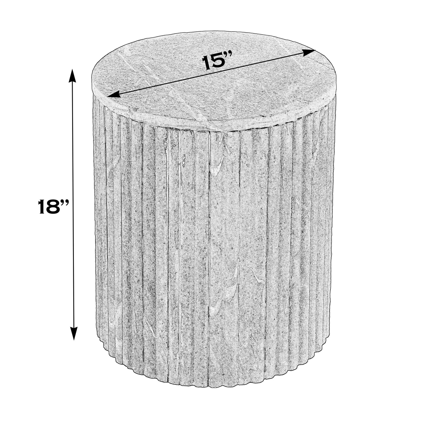 Butler Specialty Company Sylvester 15 in. W Round Marble and Wood Side Table, Gray and White