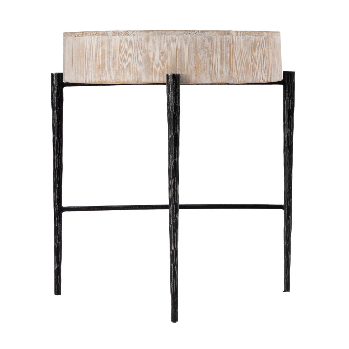 Butler Specialty Company Akemi 24.5 in. W Round Wood and Iron Side Table, Light Brown