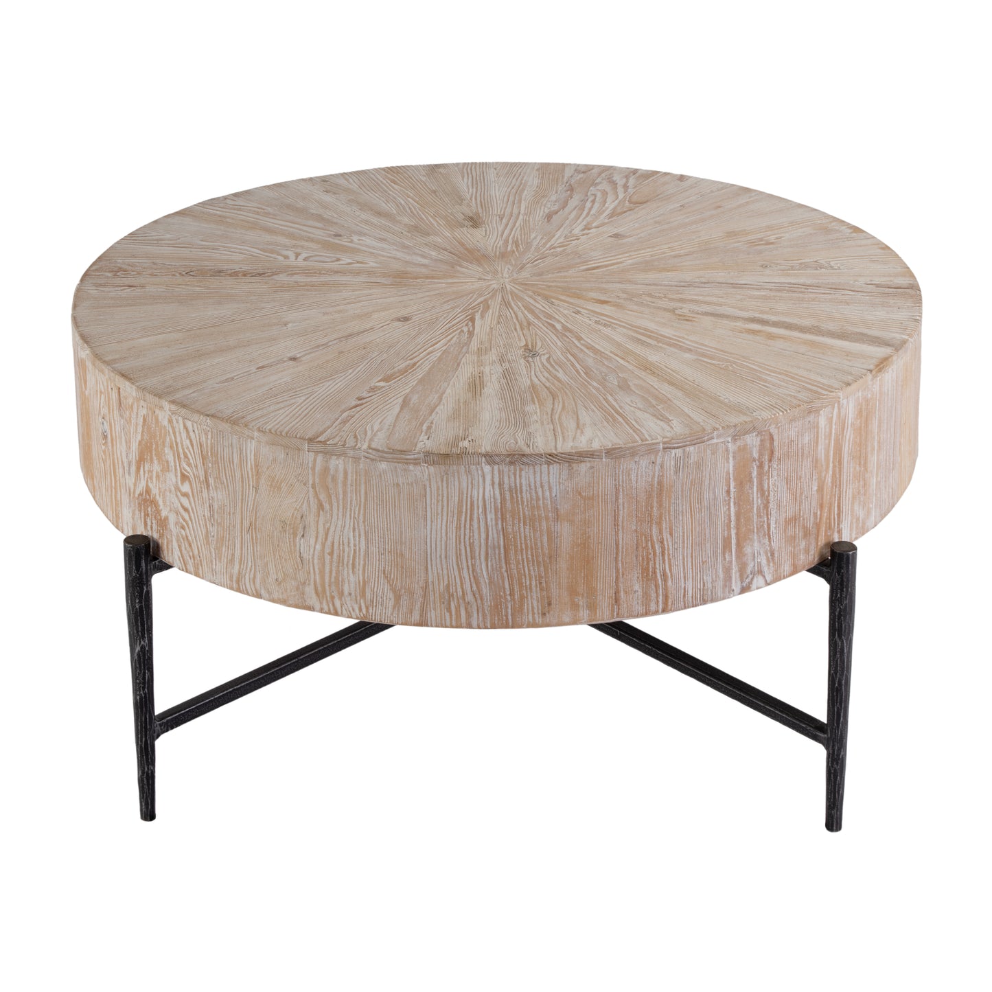 Butler Specialty Company Akemi 38.5 in. W Round Wood and Iron Coffee Table, Light Brown