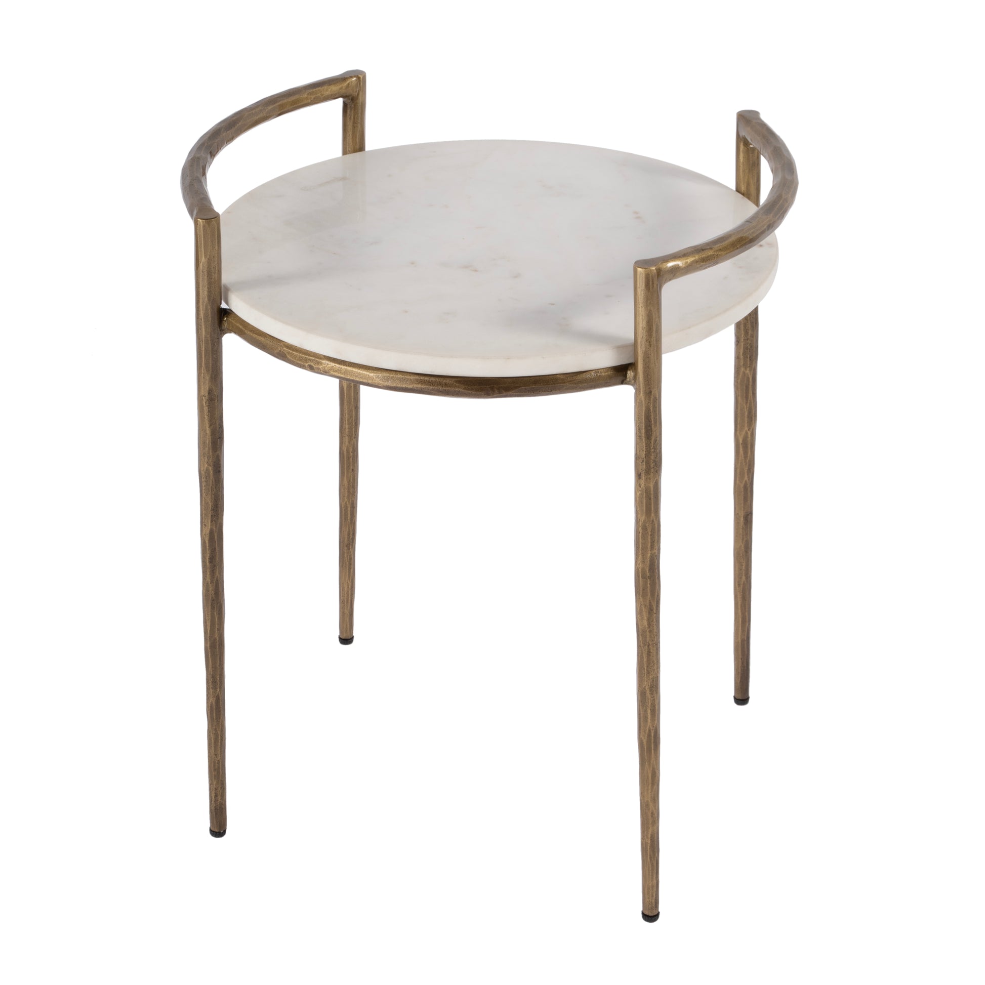Butler Specialty Company Madlyn 19 in. W Round Marble and Iron Side Table, White