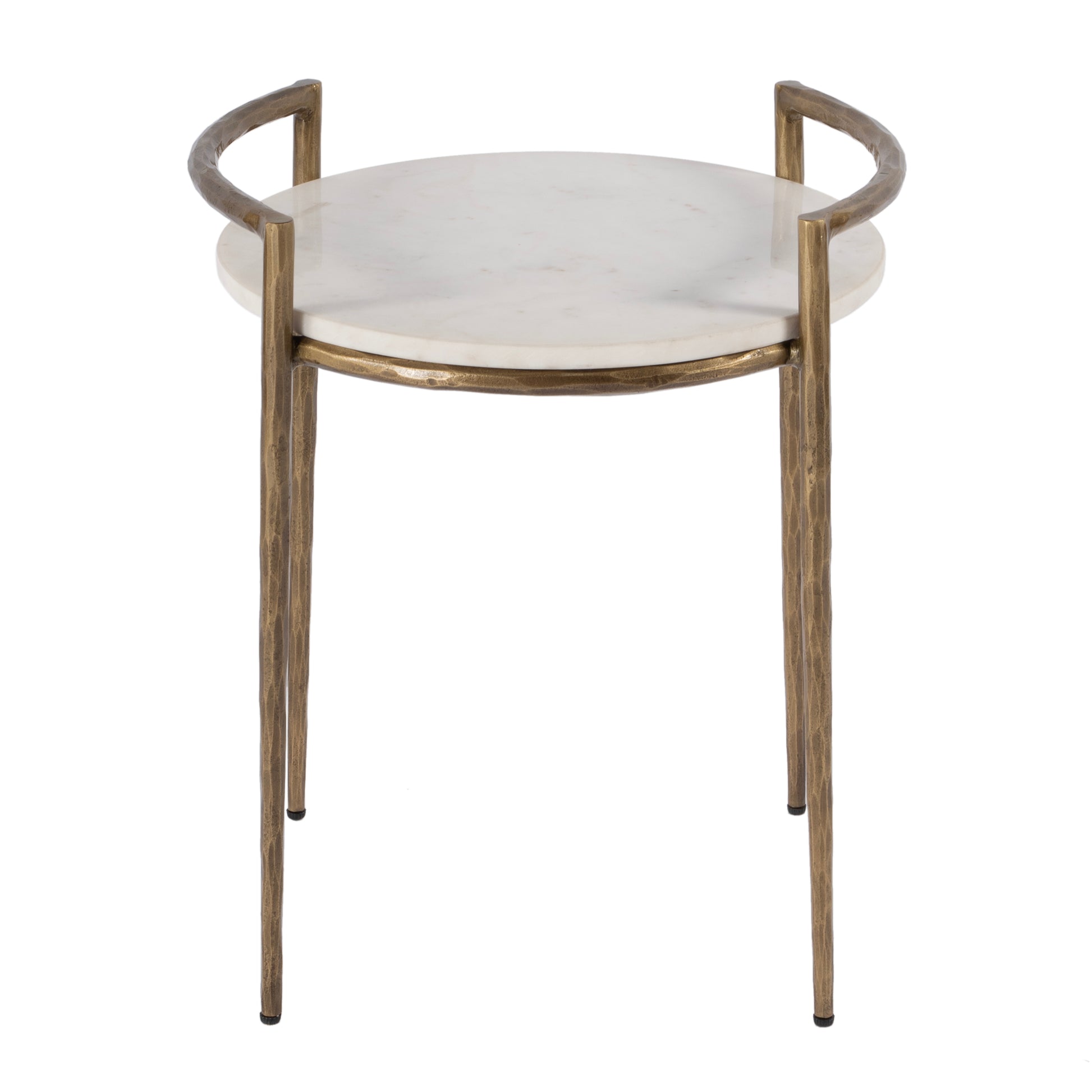 Butler Specialty Company Madlyn 19 in. W Round Marble and Iron Side Table, White