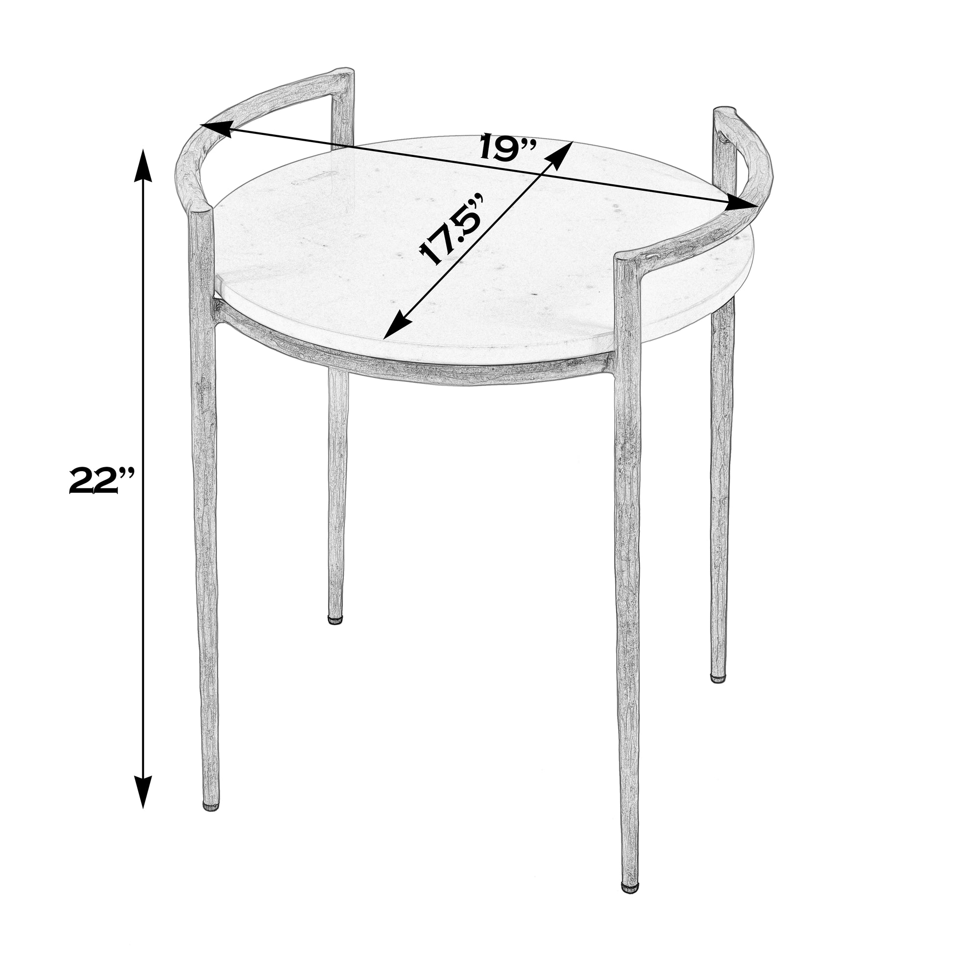 Butler Specialty Company Madlyn 19 in. W Round Marble and Iron Side Table, White