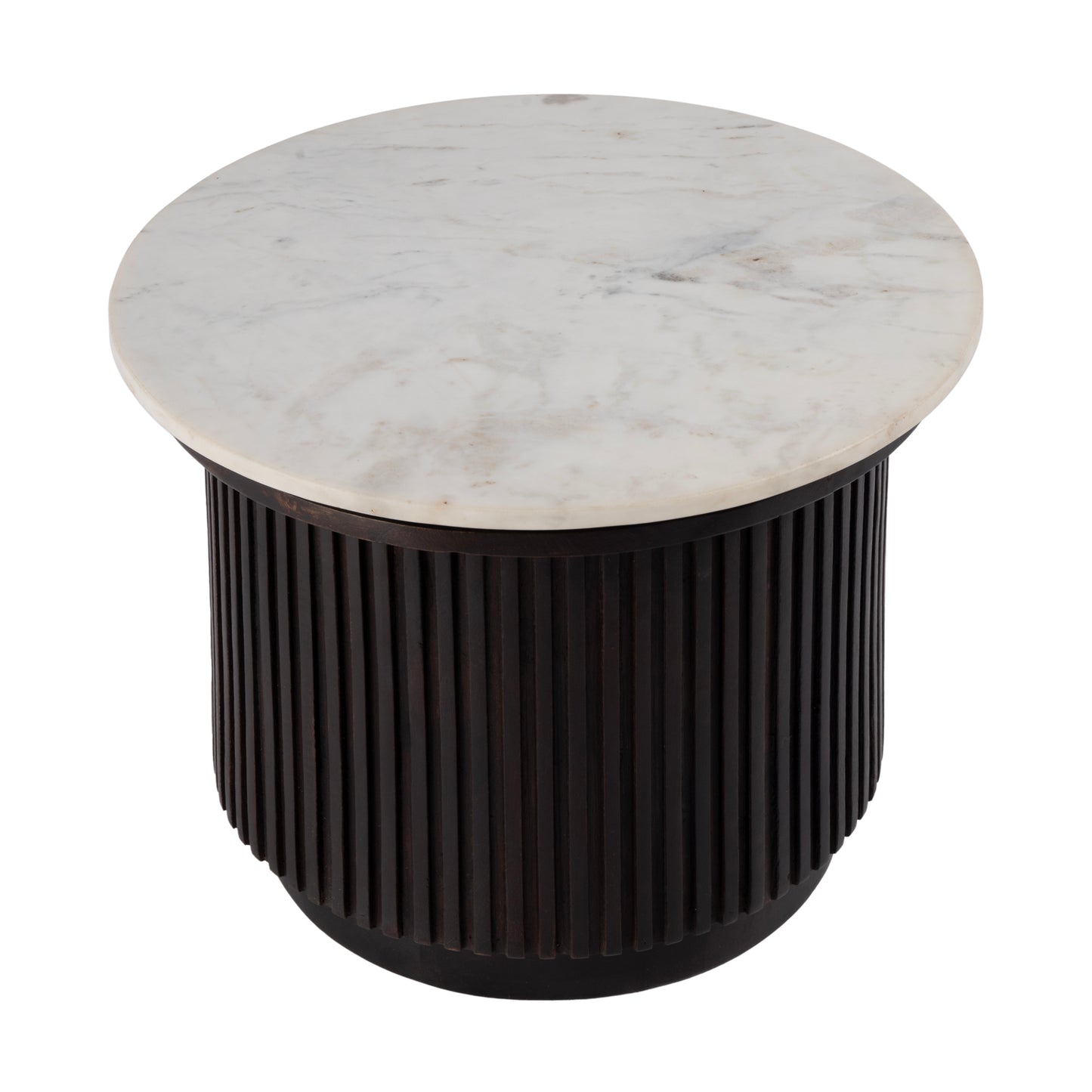 Butler Specialty Company Georgia 22 in. W Round Wood and Marble Ribbed Side Table, Brown, White