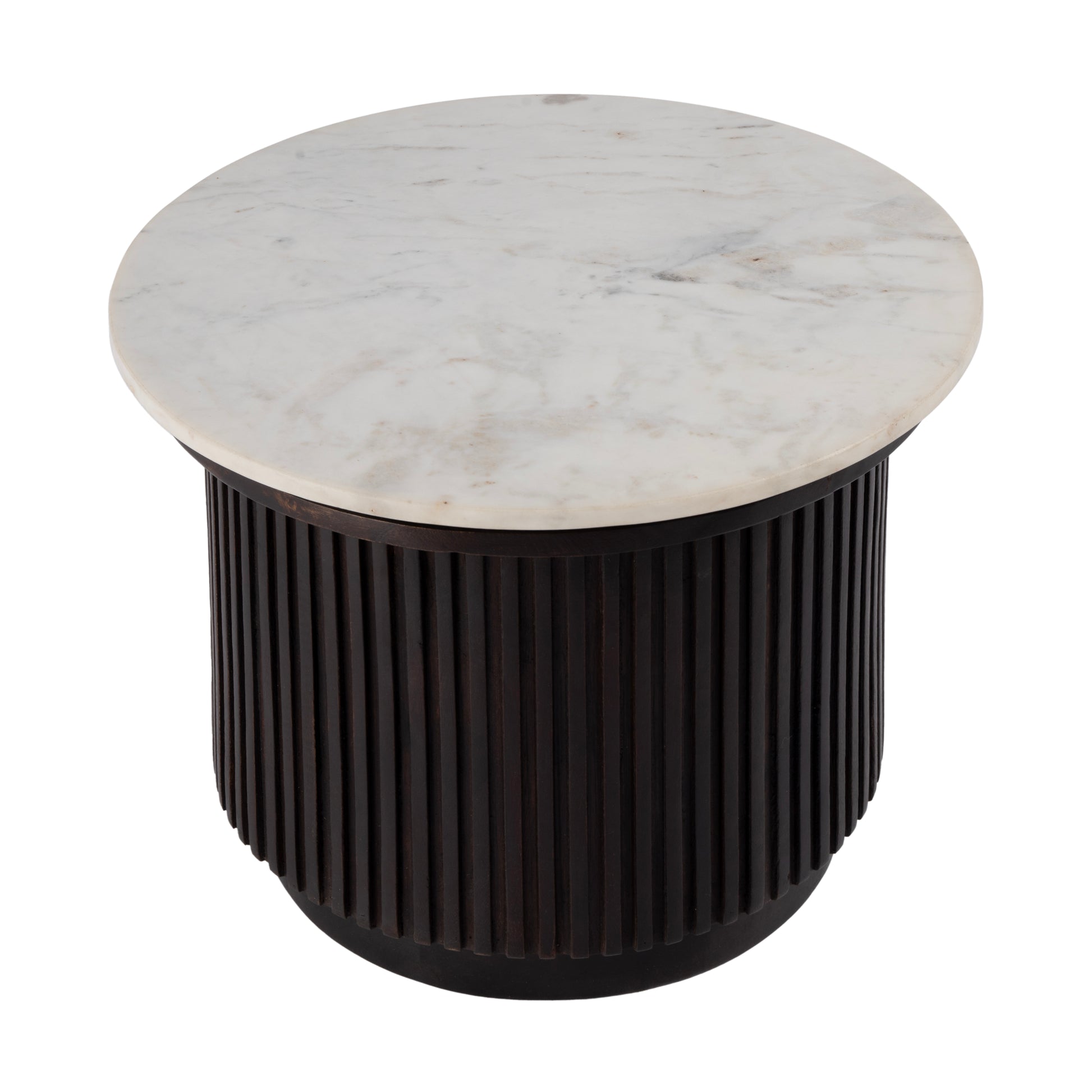 Butler Specialty Company Georgia 22 in. W Round Wood and Marble Ribbed Side Table, Brown, White