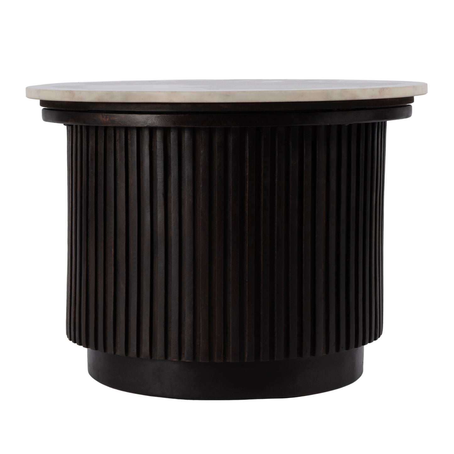 Butler Specialty Company Georgia 22 in. W Round Wood and Marble Ribbed Side Table, Brown, White