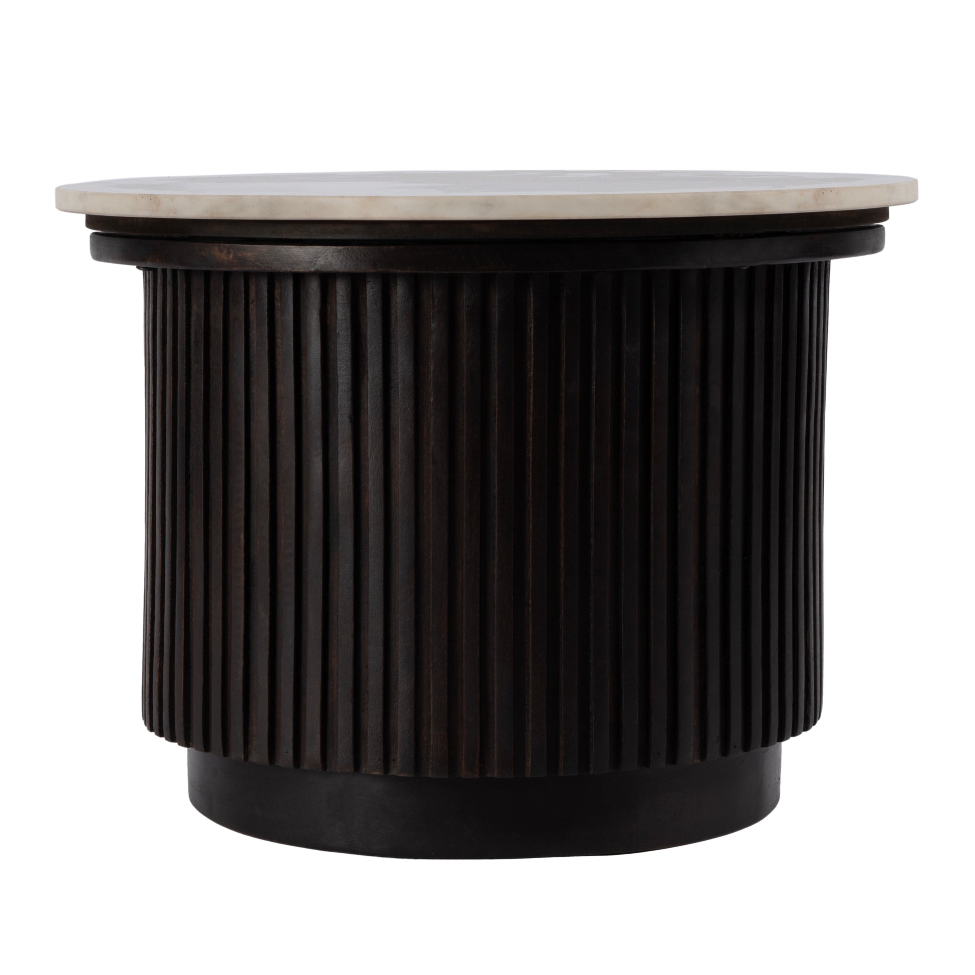 Butler Specialty Company Georgia 22 in. W Round Wood and Marble Ribbed Side Table, Brown, White