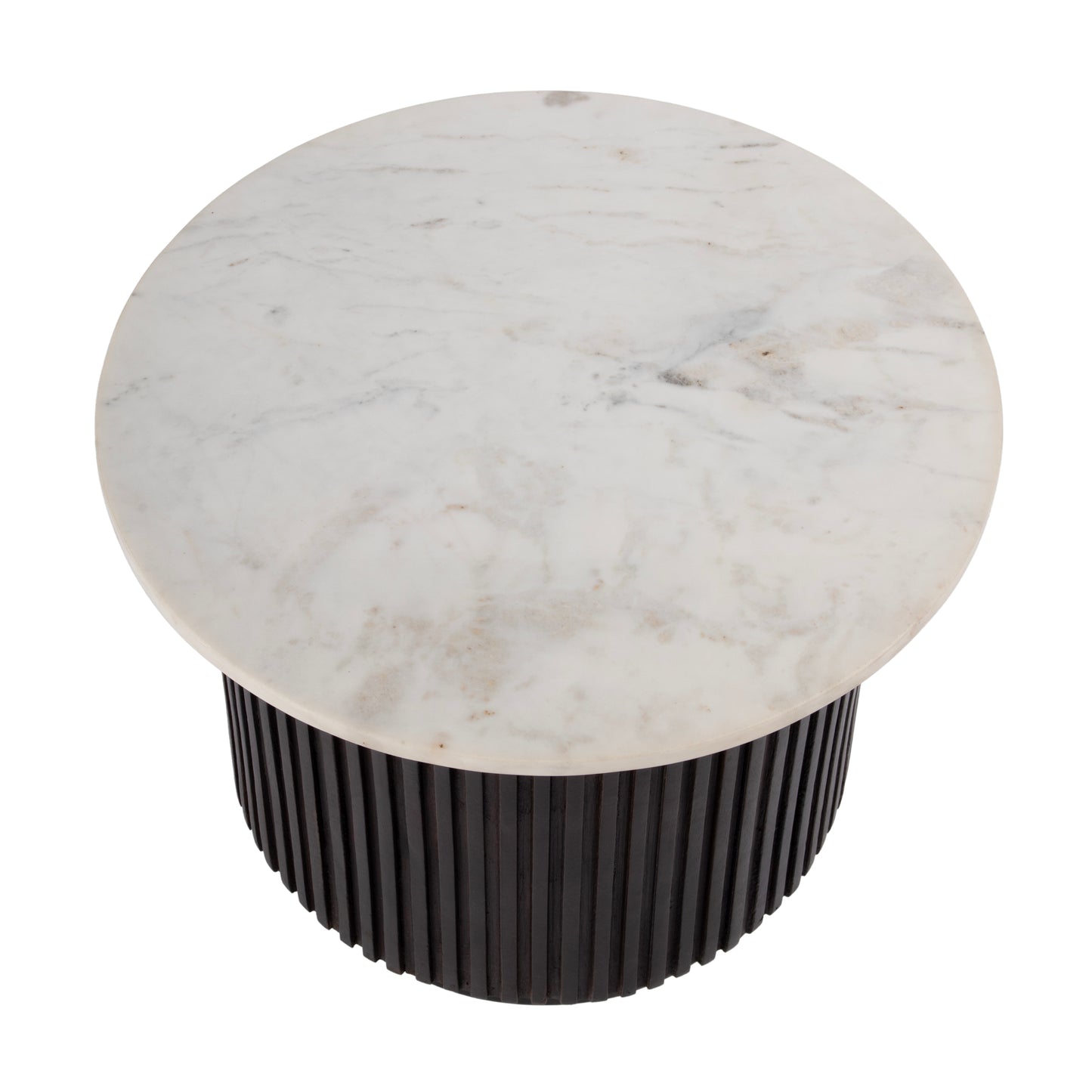 Butler Specialty Company Georgia 22 in. W Round Wood and Marble Ribbed Side Table, Brown, White