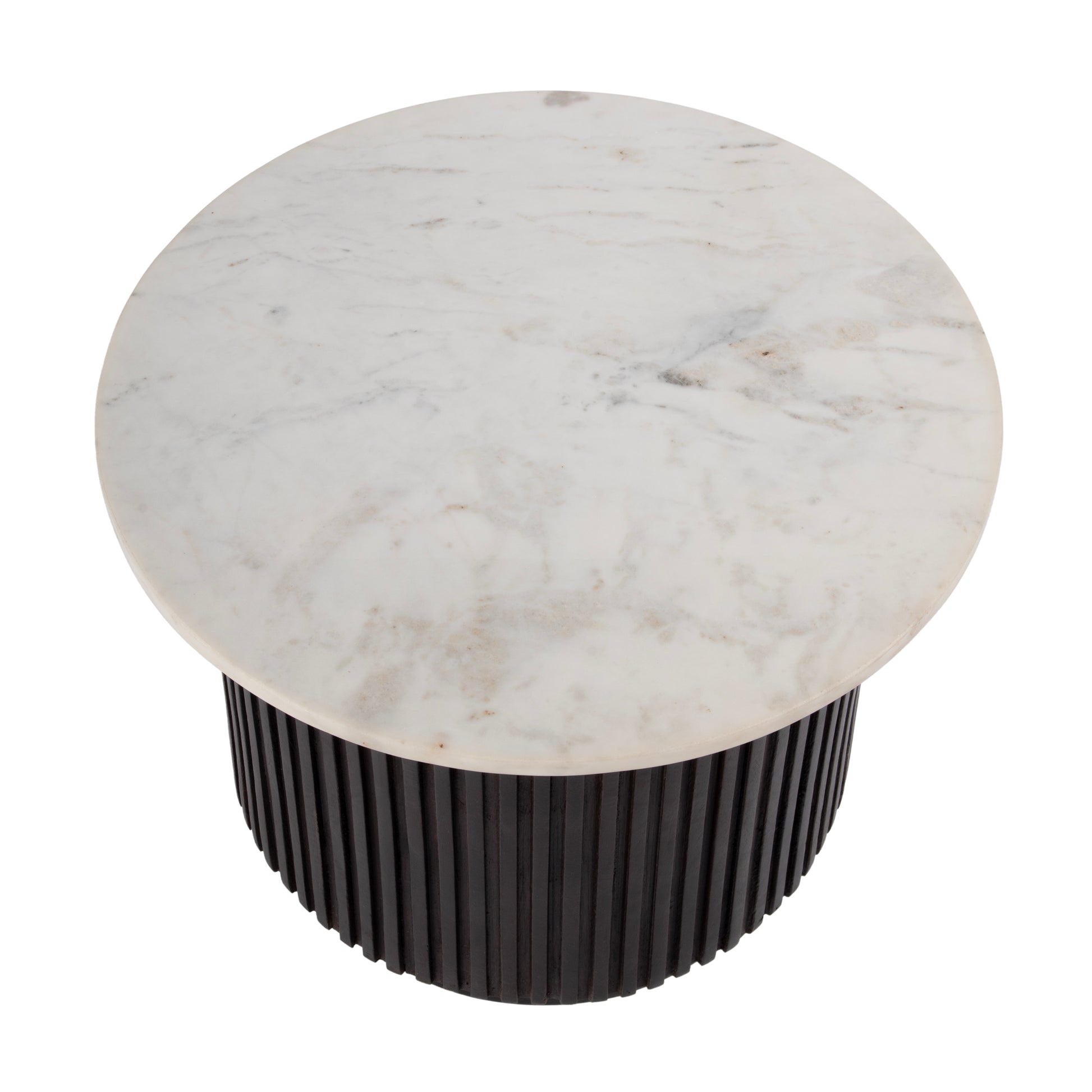 Butler Specialty Company Georgia 22 in. W Round Wood and Marble Ribbed Side Table, Brown, White