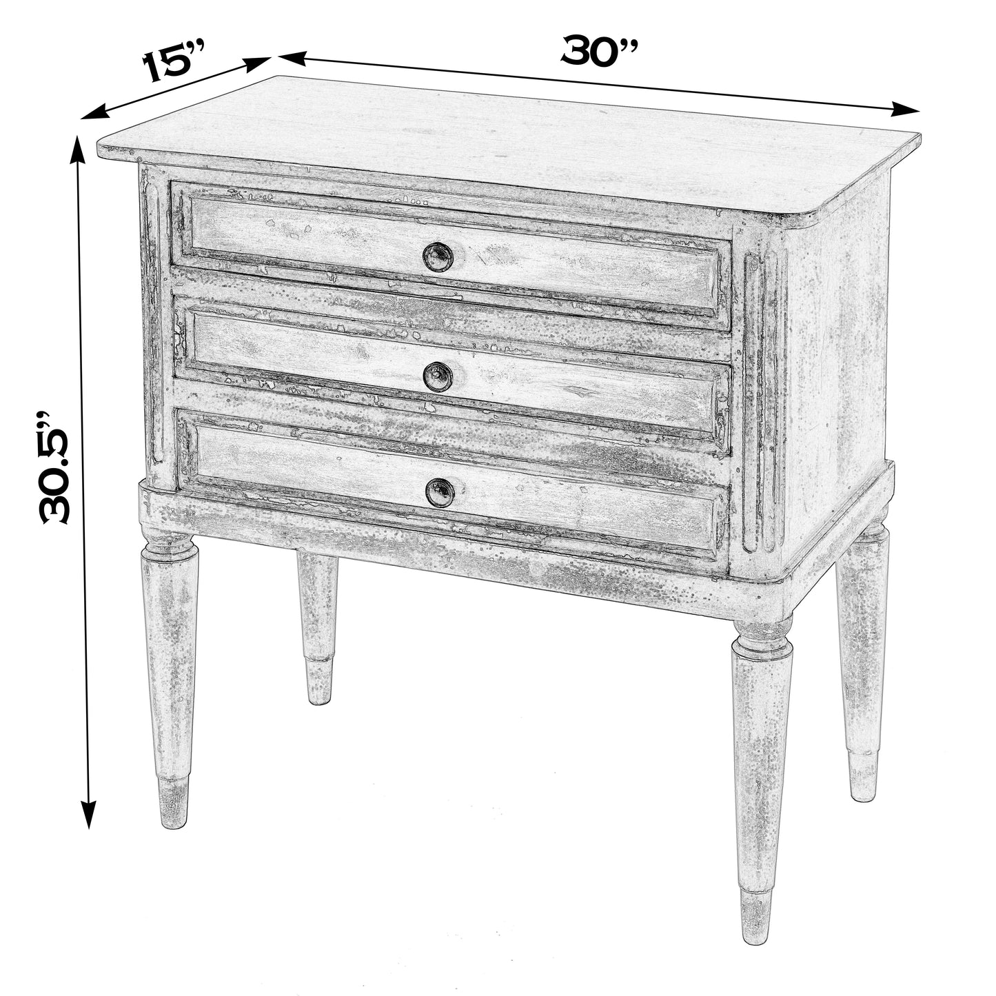 Butler Specialty Company Primrose 30 in. W Rectangular Solid Wood 3 Drawer Chest of Drawers with Finish Distressing, Cream, Gray