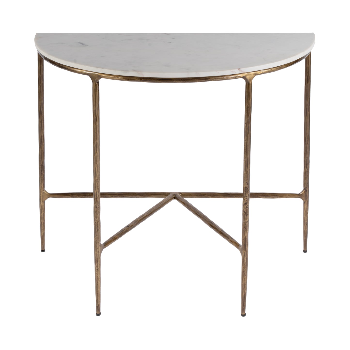 Butler Specialty Company Evelyn 36.5 in. W Demilune Marble and Iron Console Table, White