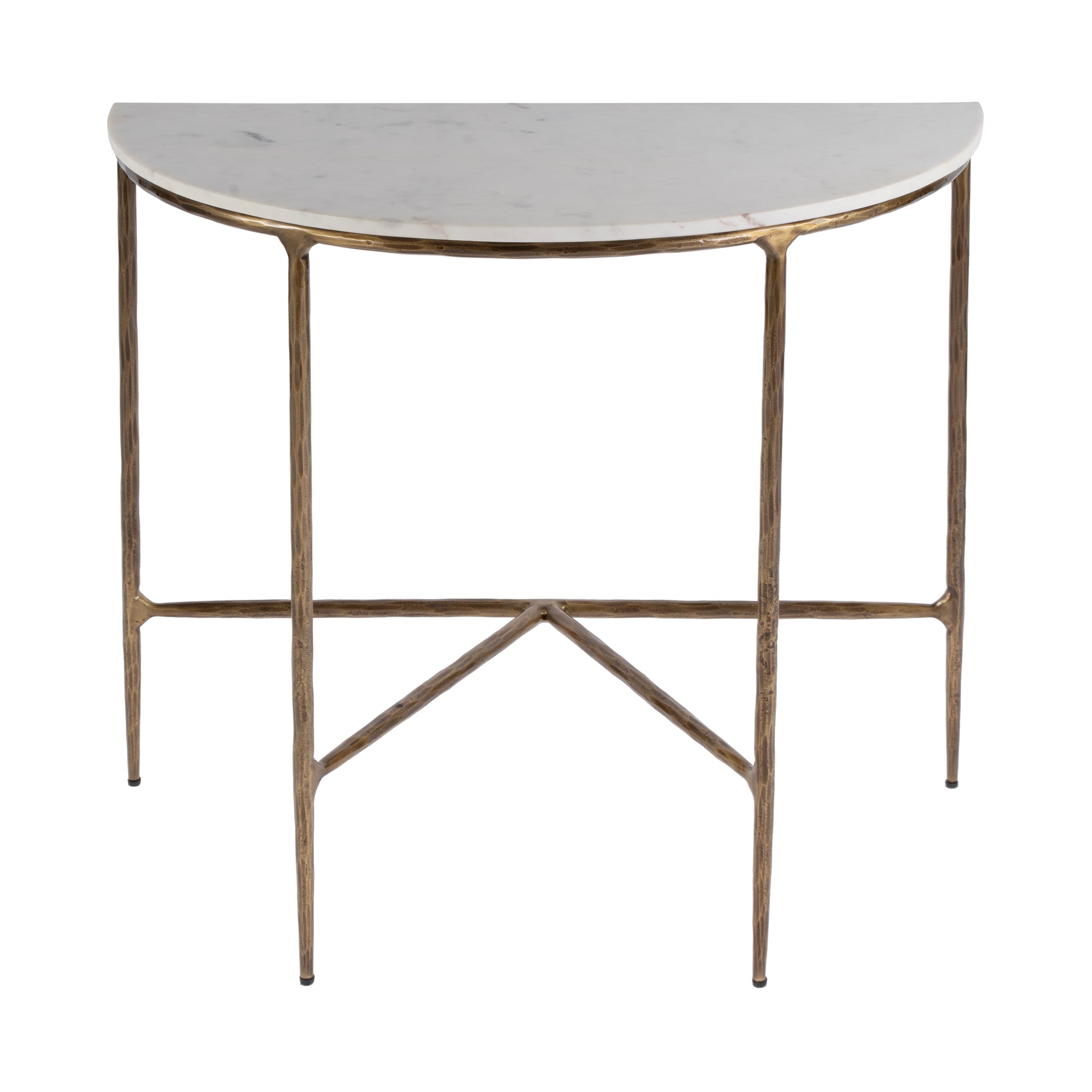 Butler Specialty Company Evelyn 36.5 in. W Demilune Marble and Iron Console Table, White
