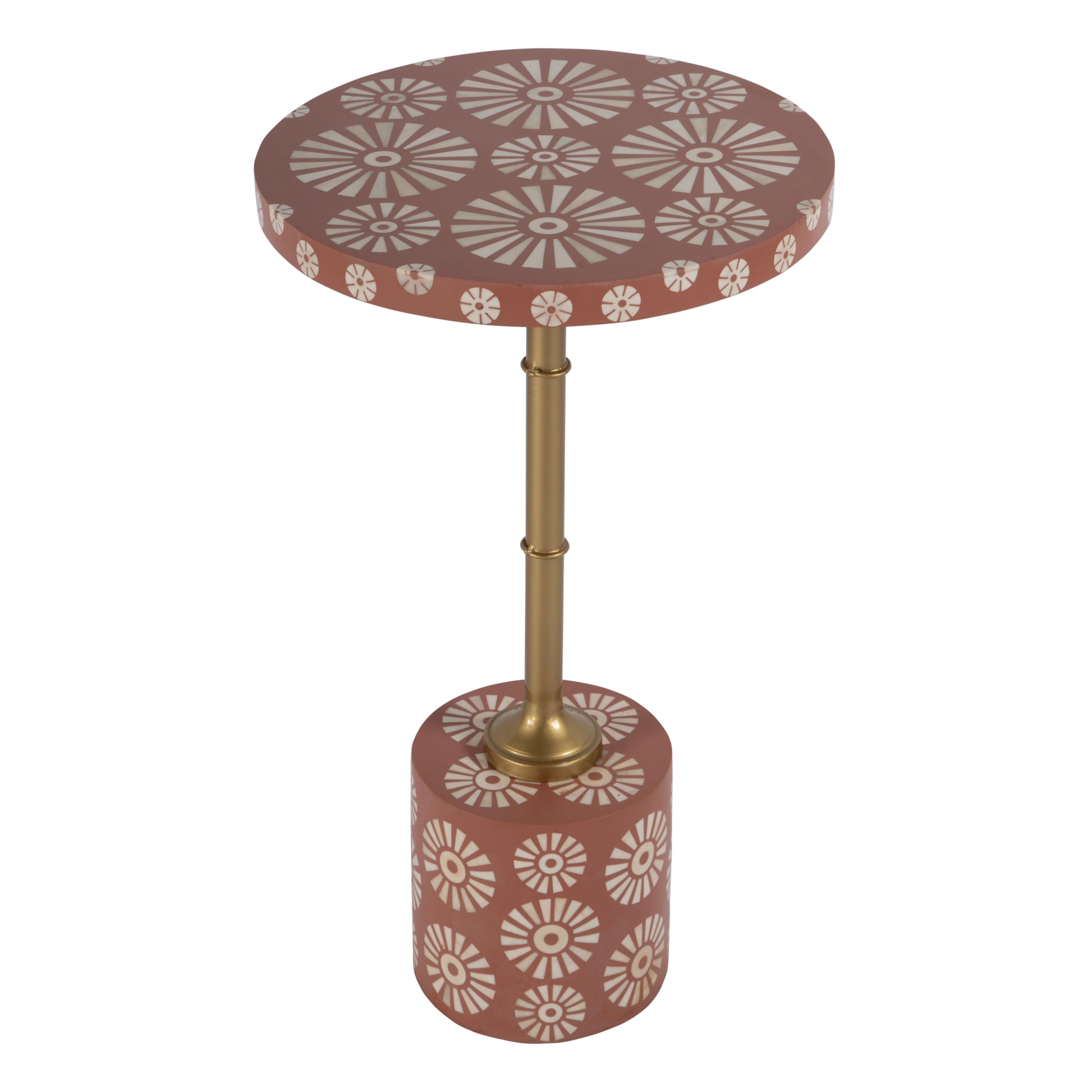 Butler Specialty Company Bethel 14 in. W Round Bone Inlay and Iron Side Table, Pink