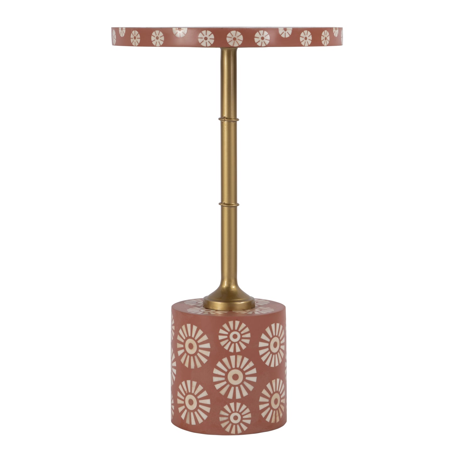 Butler Specialty Company Bethel 14 in. W Round Bone Inlay and Iron Side Table, Pink