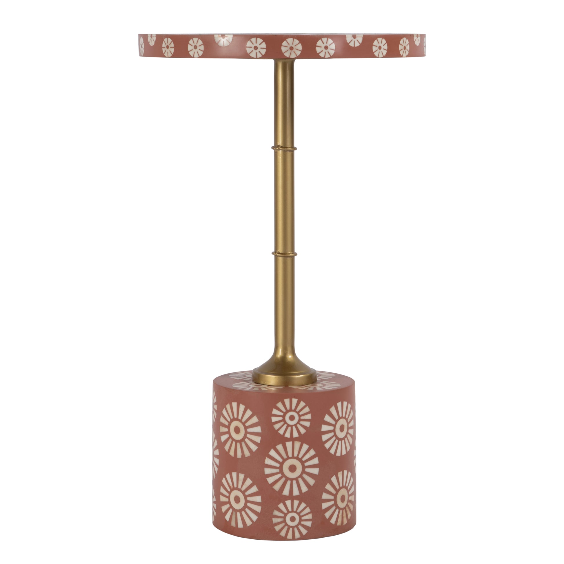 Butler Specialty Company Bethel 14 in. W Round Bone Inlay and Iron Side Table, Pink